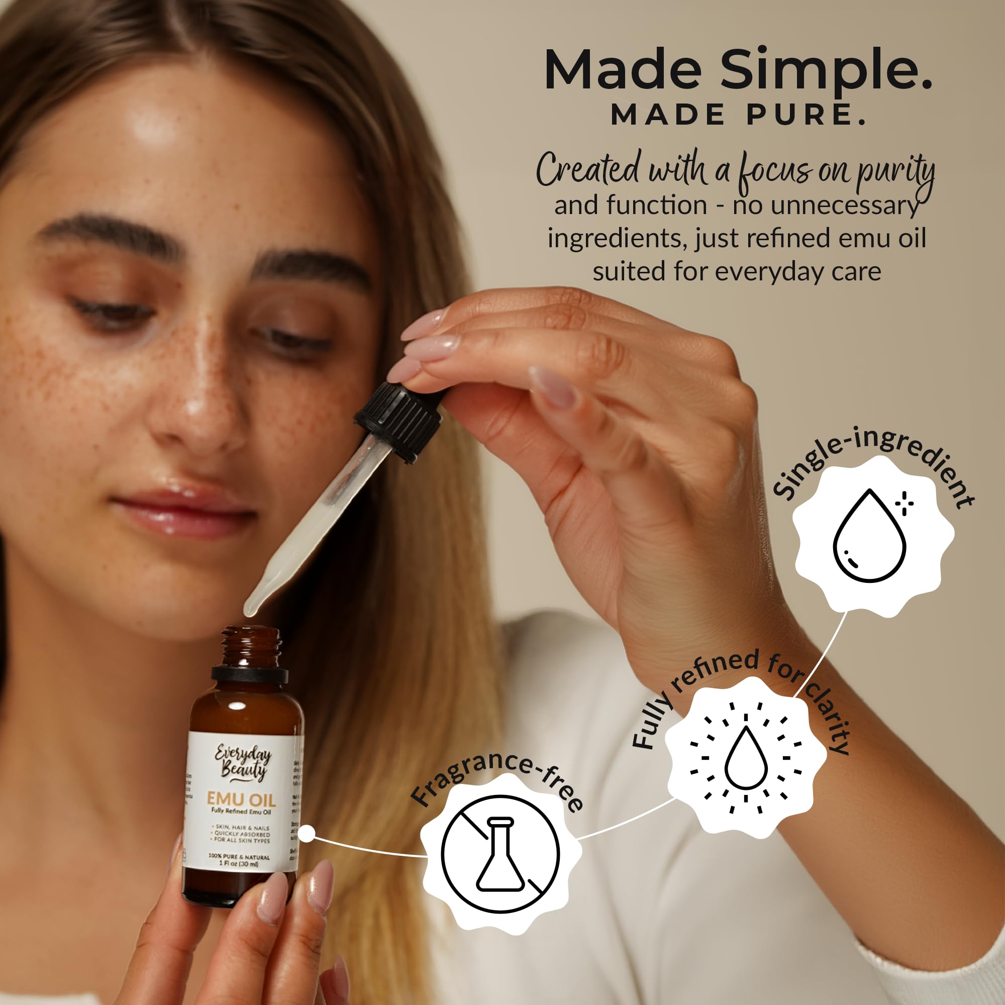 Pure Australian Emu Oil 6X Refined – 1 fl oz Dropper