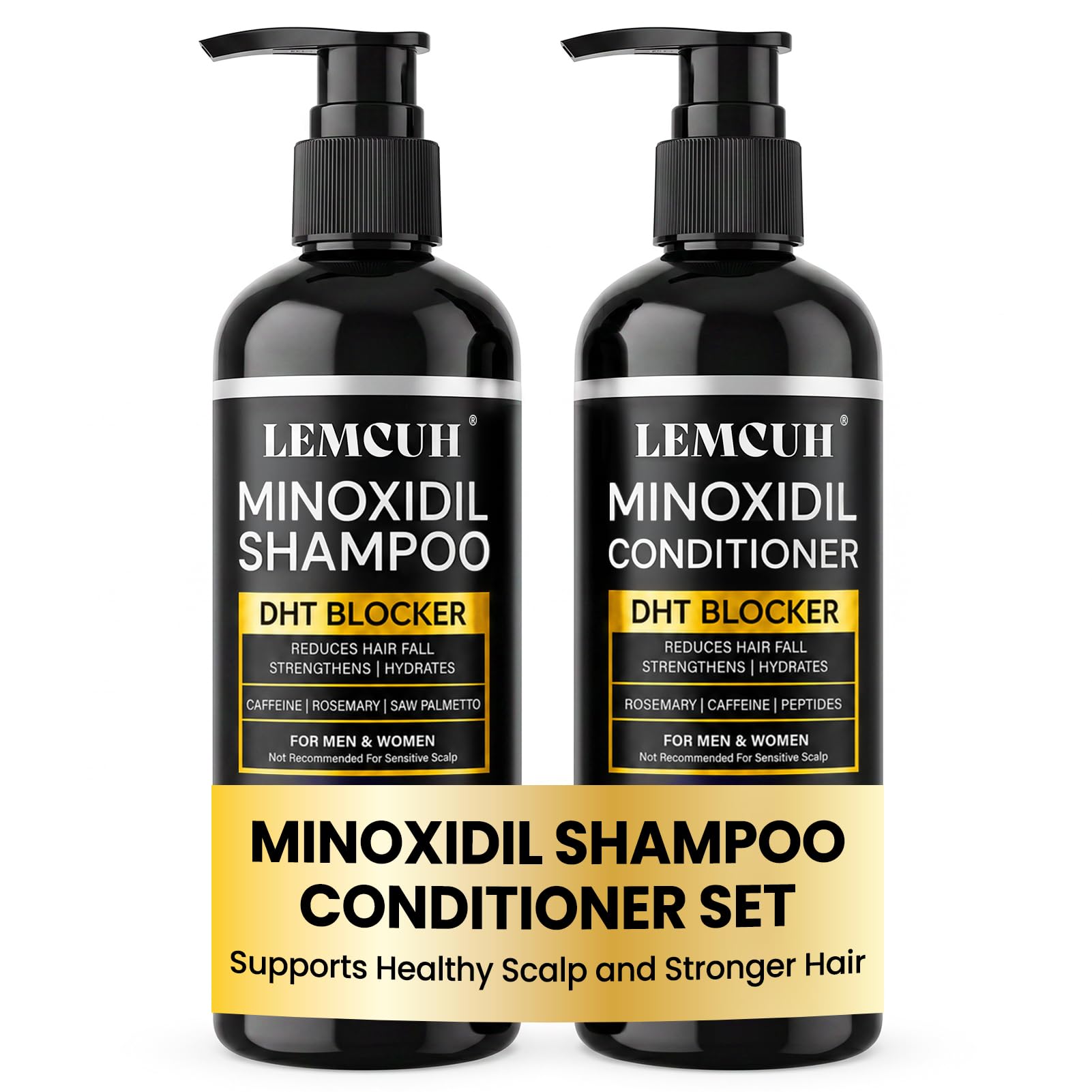 Lemcuh Minoxidil Shampoo and Conditioner Set for Hair Growth – DHT Blocker - Lemcuh Official Product View 2