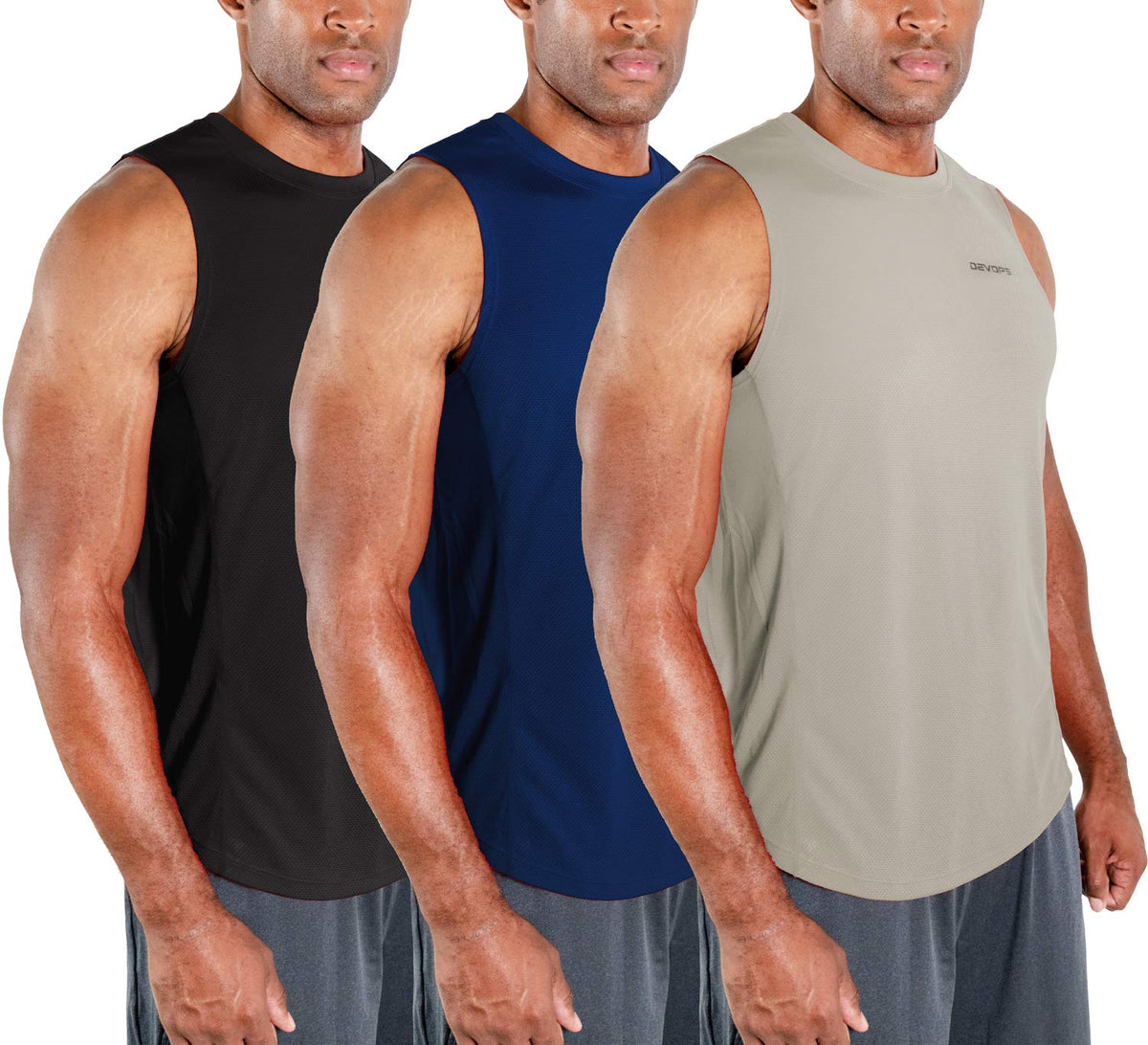 DEVOPS 3 Pack Men s Tank Tops Sleeveless Muscle Shirts Dry - DEVOPS Official Imagery - 1