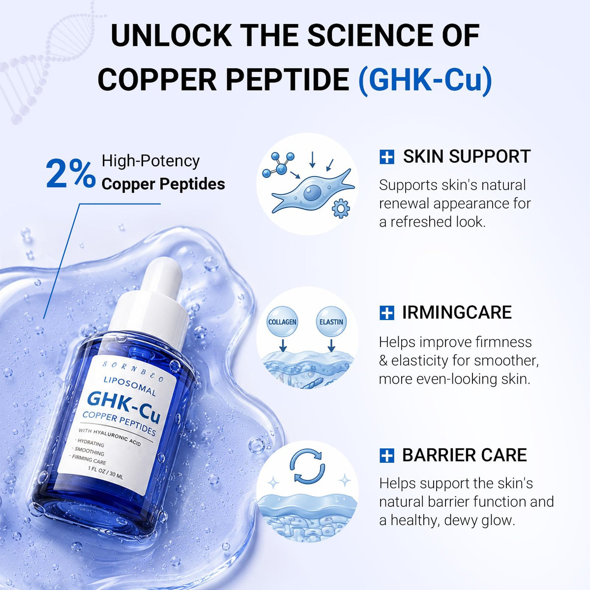 Copper Peptides Serum for Face with Liposomal Hyaluronic - SORNBEO Official Imagery - 4