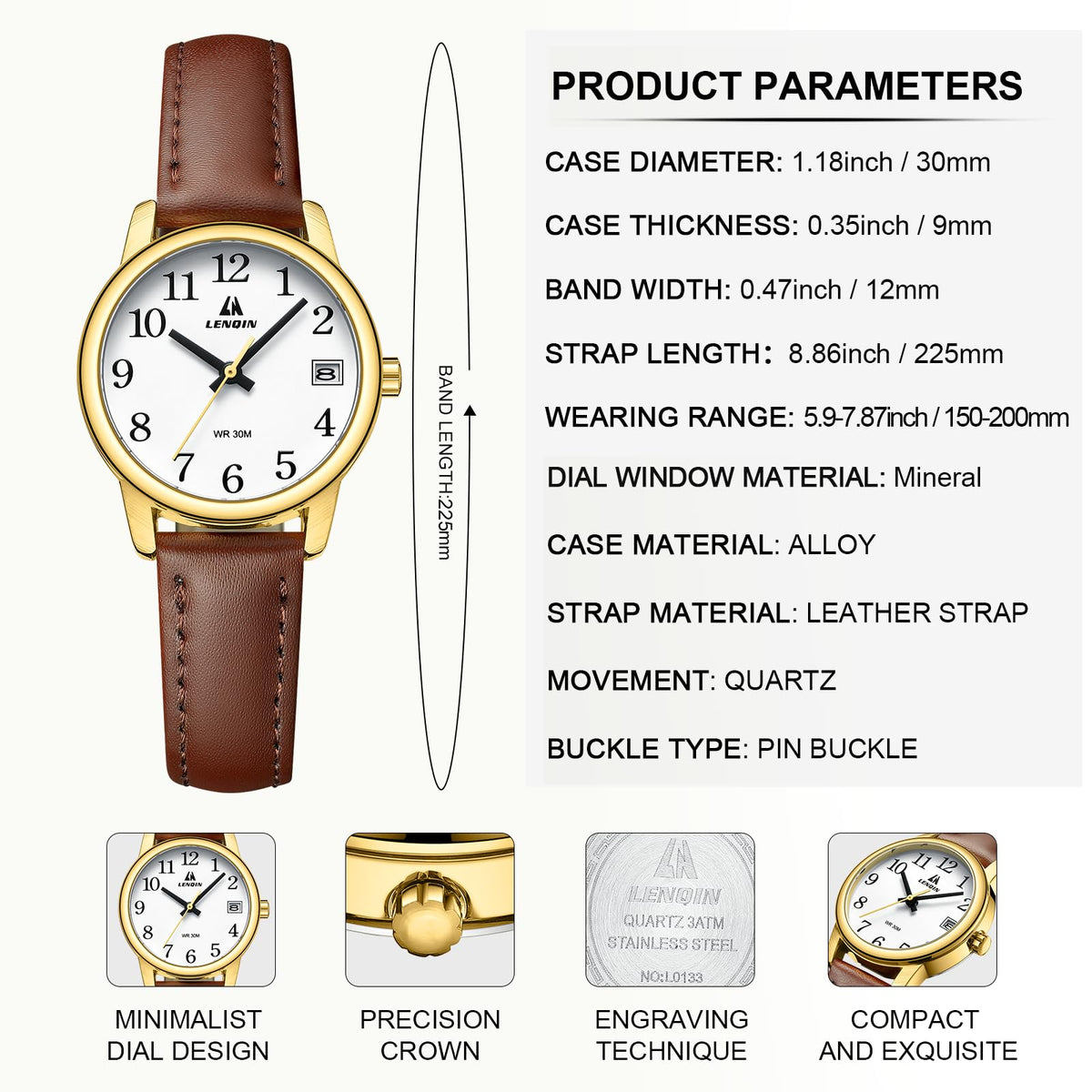 LN LENQIN Ladies Watches Analog Quartz Waterproof Watch for - LN LENQIN Official Imagery - 5