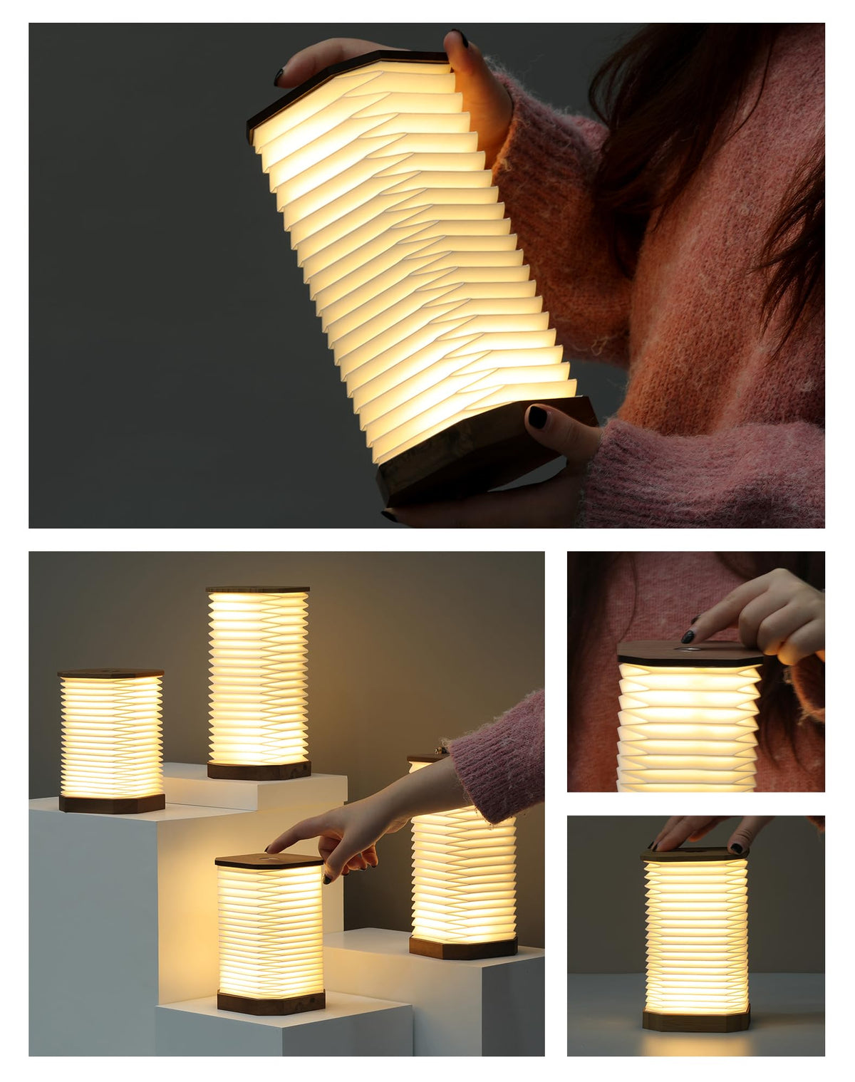 Vertical Accordion Bedside Table Lamp Japanese Gifts Paper - ZBOLE Official Imagery - 7