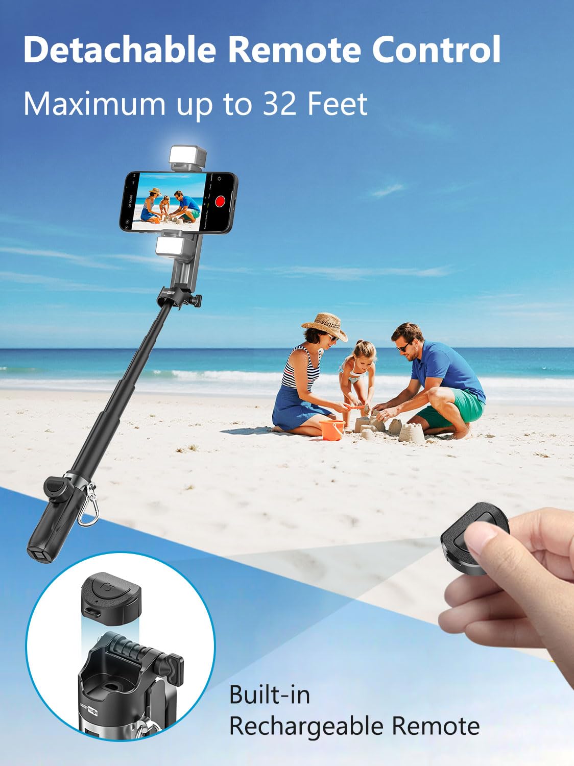 Upgraded 4 in 1 Magnetic Mini Selfie Stick for iPhone with - USKEYVISION Official Imagery - 6