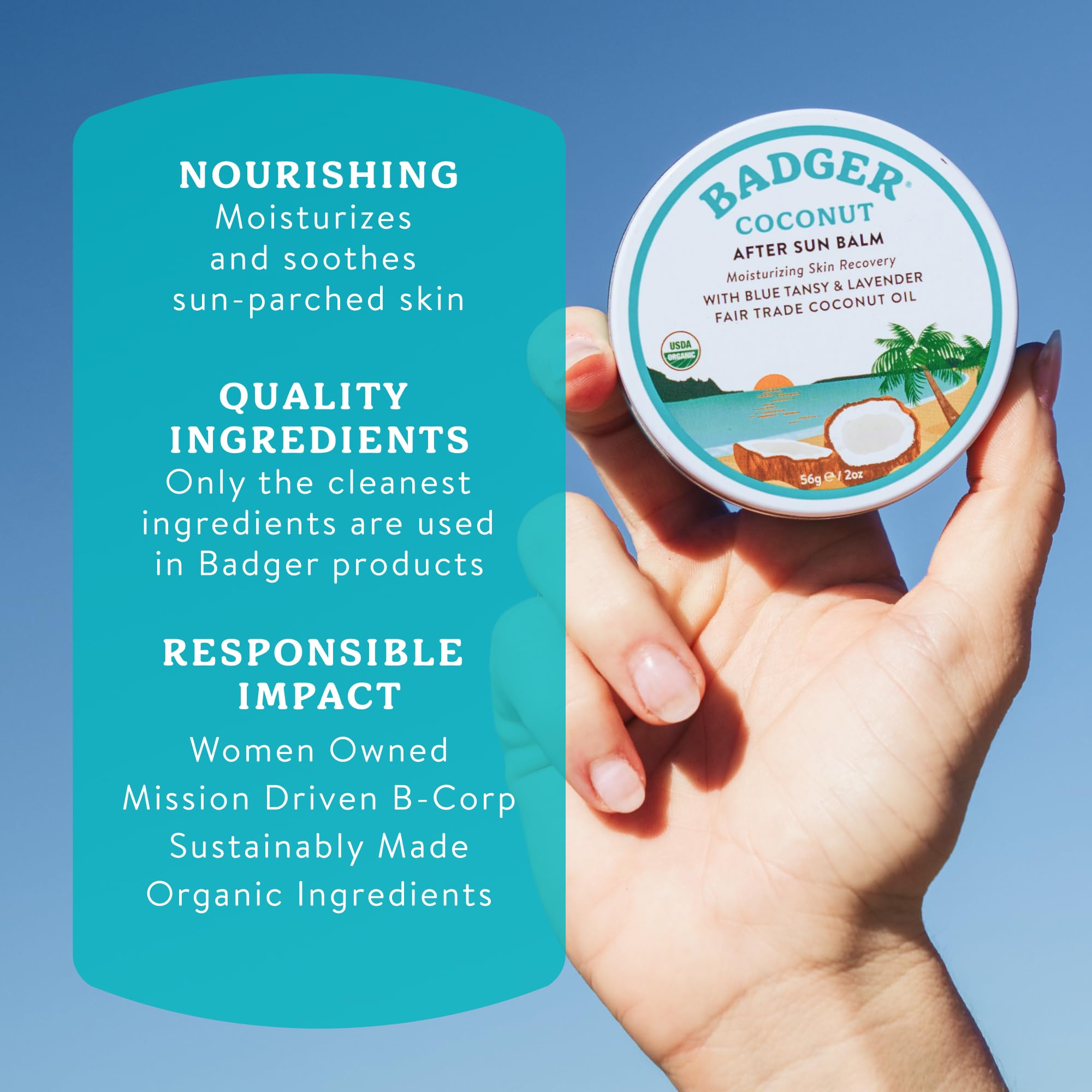 Badger Organic Coconut After Sun Balm – 2 oz Tin