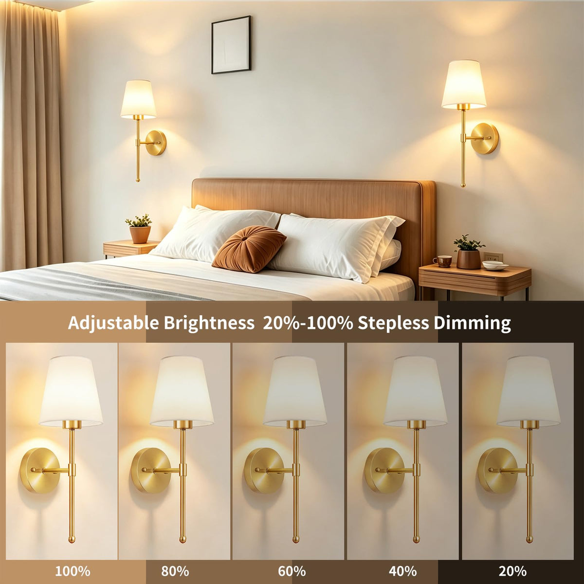 Battery Operated Wall Sconce Set of 2 Rechargeable Wall - LHRLAK Official Imagery - 5