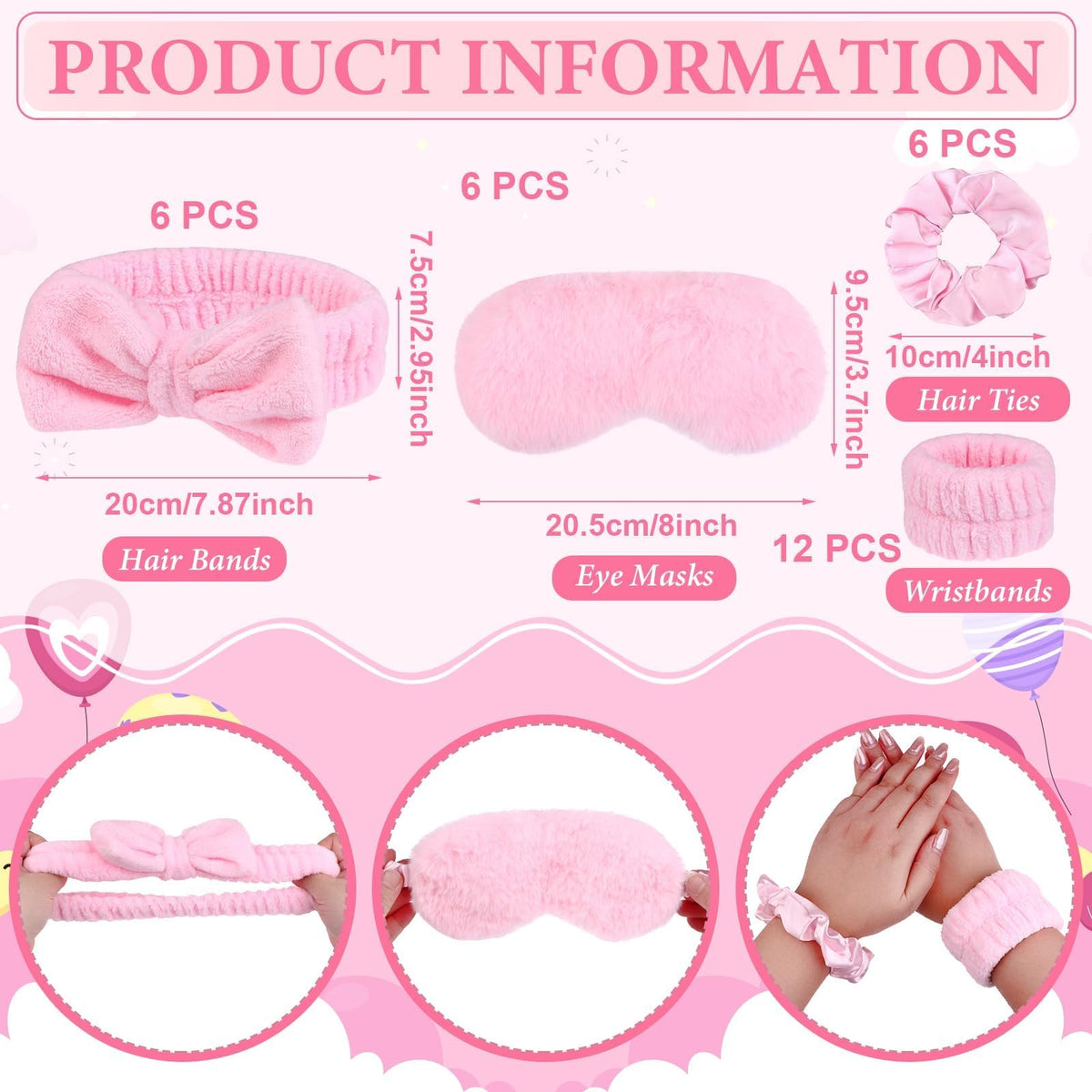 54Pcs Spa Party Supplies Pink Sleepover Favors for Women - Shknldzsm Official Imagery - 3