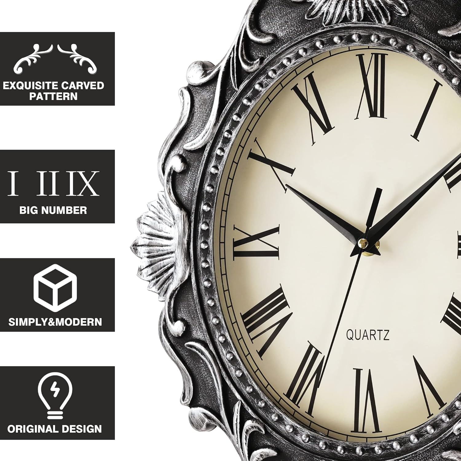 AYRELY® 14-inch oval rustic wall clock with battery-operated mechanism, featuring a country-style design and vintage finish.
