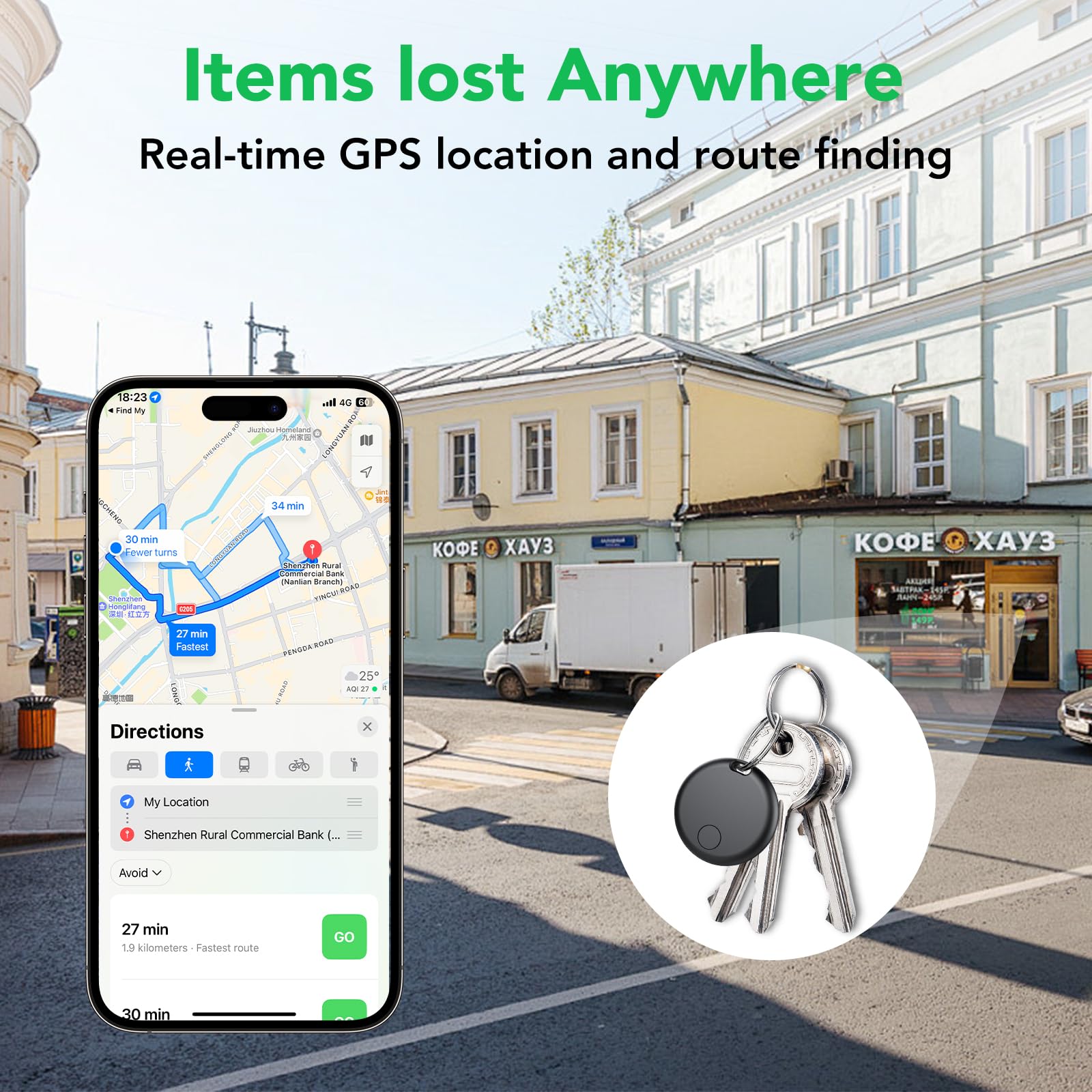 aowoka Air Tracker Tags 4-pack for keys, luggage, and satchels, compatible with Apple Find My app, mini electronic finder tags