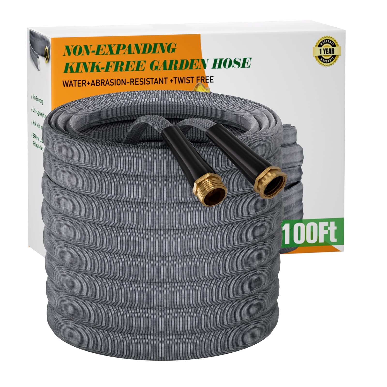 MEACKLE Garden Hose 100 FT, Non-Expanding Water Hose, Kink-Free - MEACKLE Official Product View 1