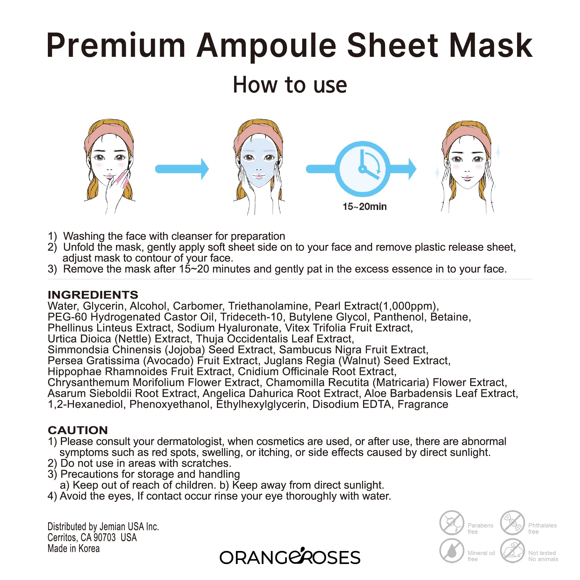 【Orangeroses】 100 Pcs Combo Pack, Premium Korean Essence Facial - OBS lab