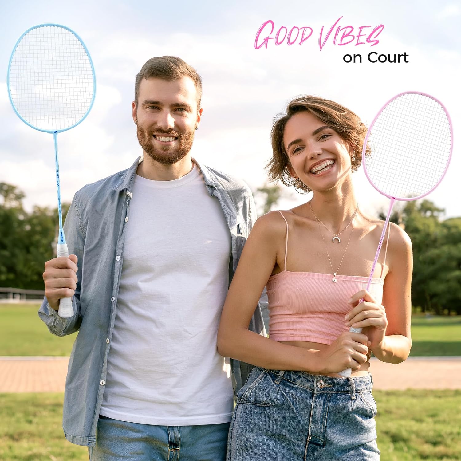 OGEENIER 3U badminton racket set with lightweight rackets, available in 2-pack and 4-pack for casual and competitive play