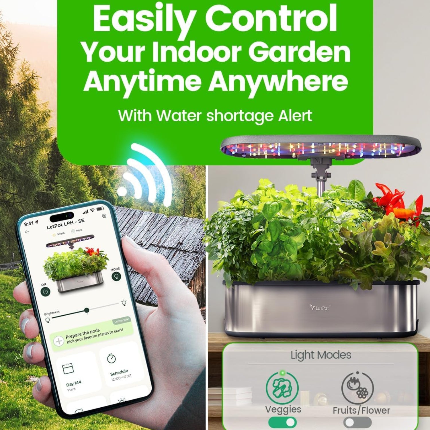 LetPot LPH-SE hydroponic indoor herb garden kit with 12 pods, featuring smart gardening system for fresh herbs.