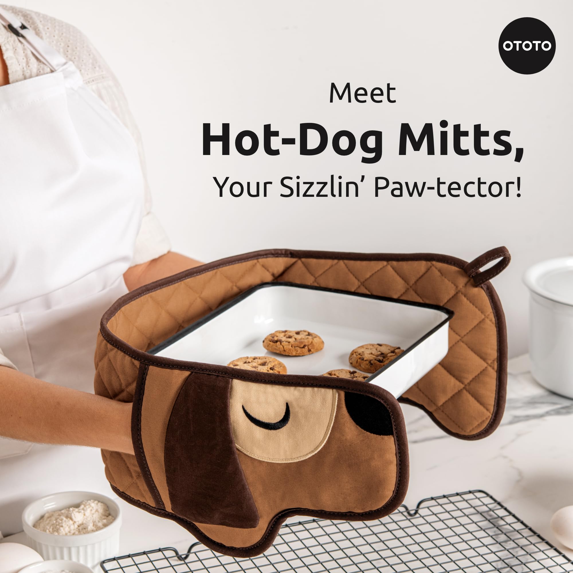 OTOTO Hot-Dog Double Oven Mitts Cute Funny - Gifts for Dog Lovers, Dac - View 3