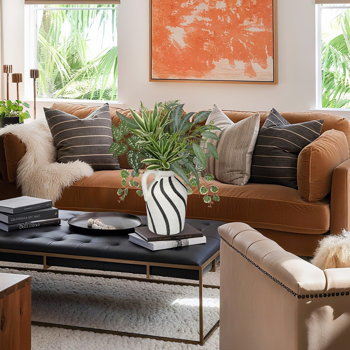 Artificial Greenery Arrangement with Cement Vase Fake Potted - DILATATA Official Imagery - 3
