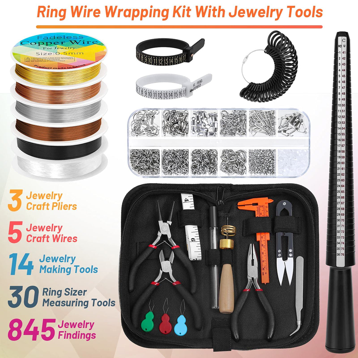 Audab Jewelry Wire Wrapping Jewelry Making Supplies Kit Ring - Audab Official Imagery - 3