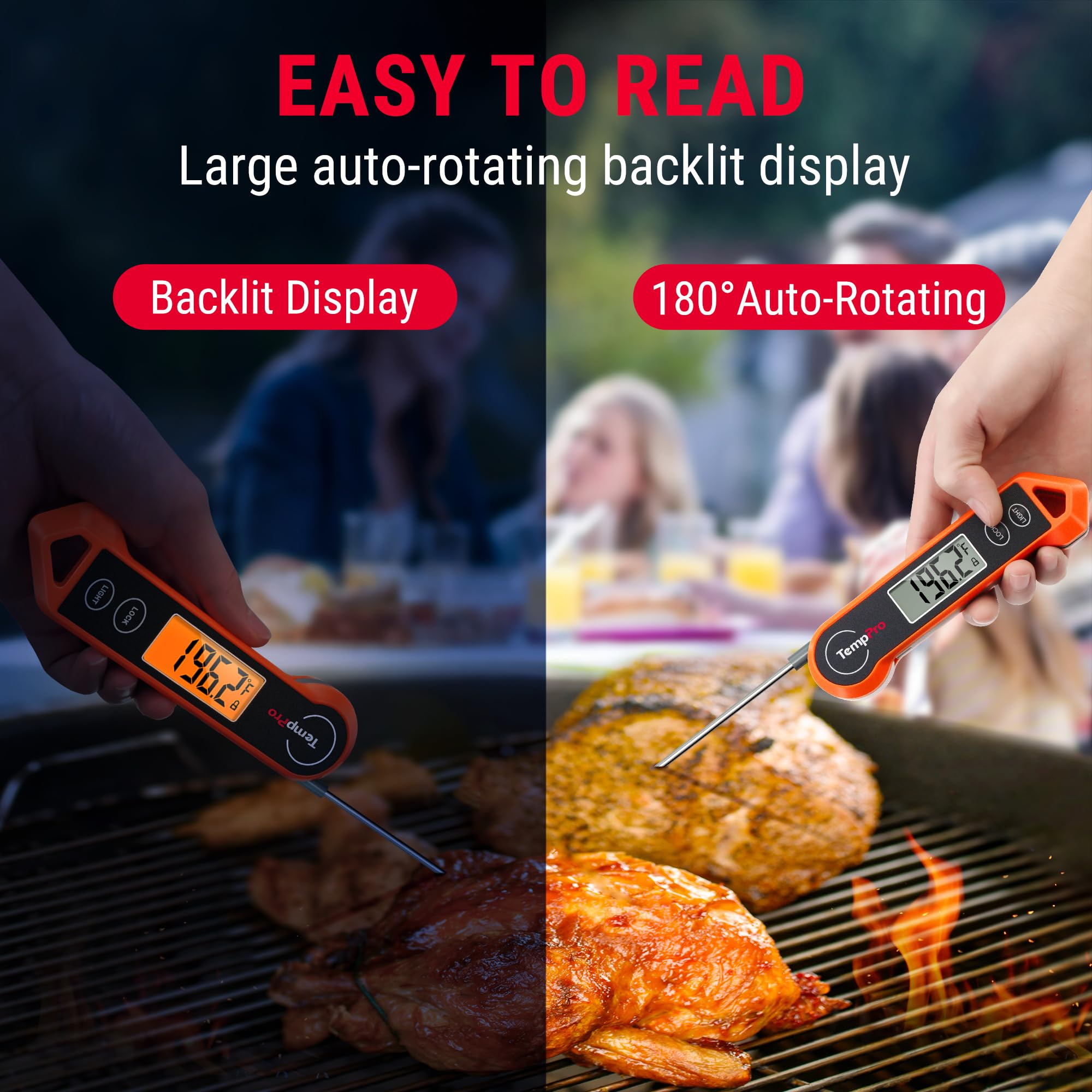 TempPro TP19H 1 Sec Digital Meat Thermometer for Cooking by TempPro - Angle View 3