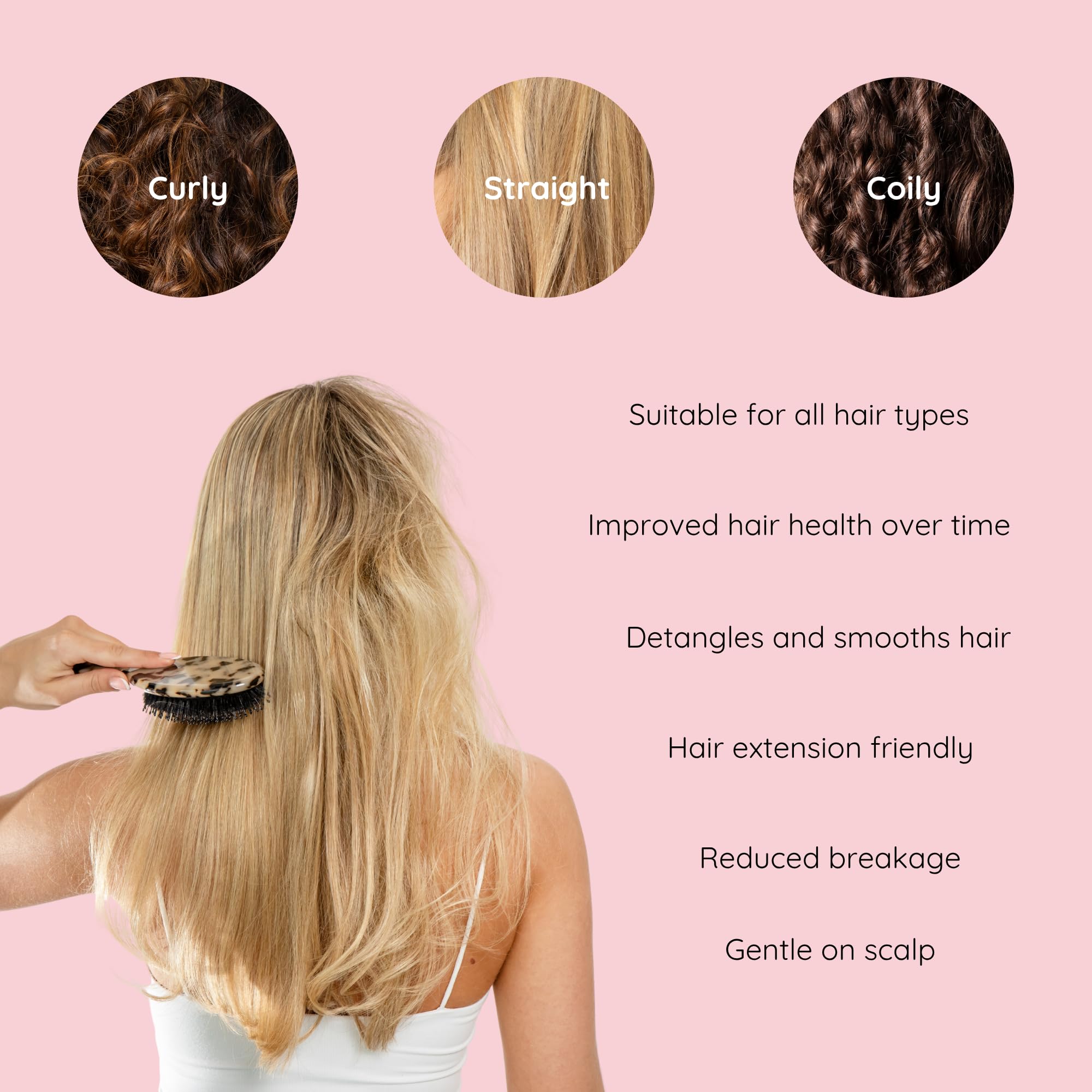 Silkie Acetate Resin Ultimate Smoothing Boar Bristle Brush Shine Detan - View 5