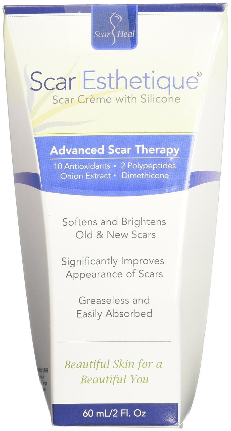 Rejuvaskin Scar Esthetique scar cream with polypeptides and antioxidants, 2-ounce jar showing the product container.
