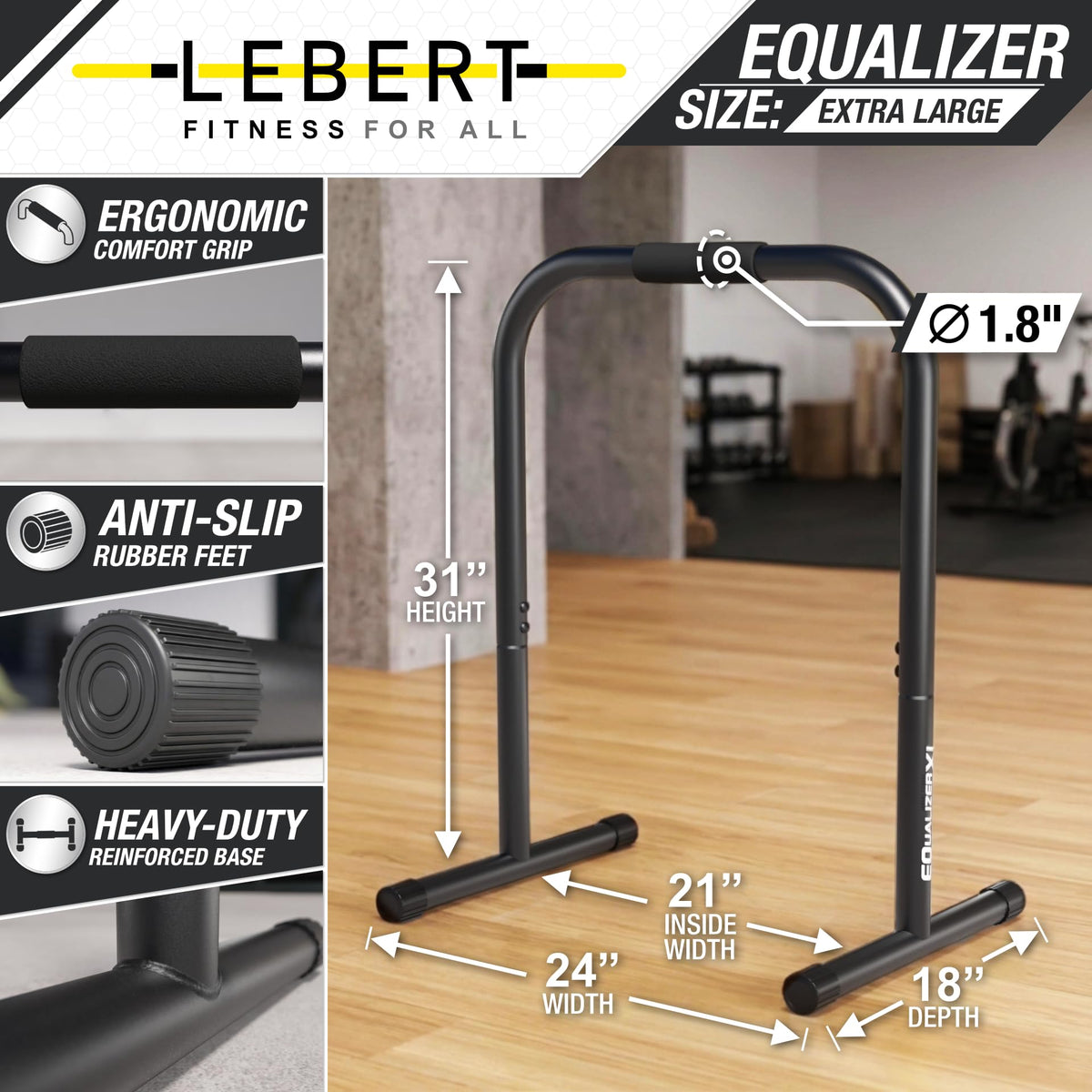 Lebert EQualizer Total Body Strengthener Dip Station - Lebert Fitness Official Imagery - 4
