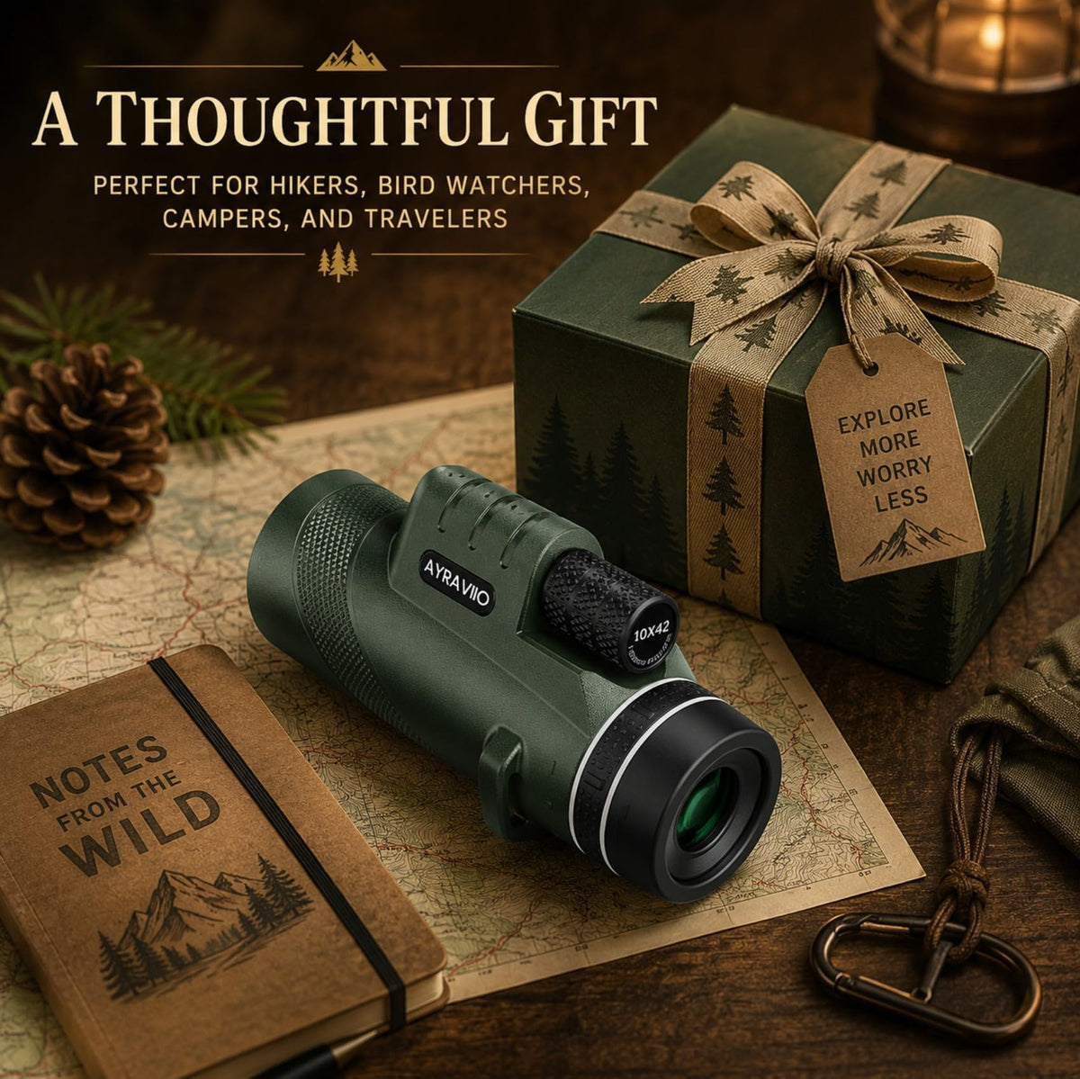 Birthday Gifts for Men Dad Husband Teen 10x42 Monocular for - AYRAVIIO Official Imagery - 3