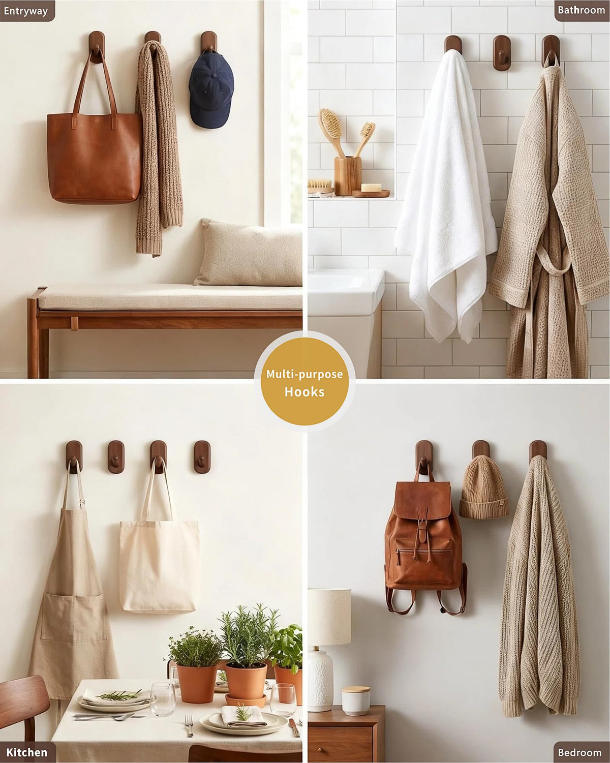 Wooden Wall Hooks for Hanging - FCOWK Official Imagery - 8