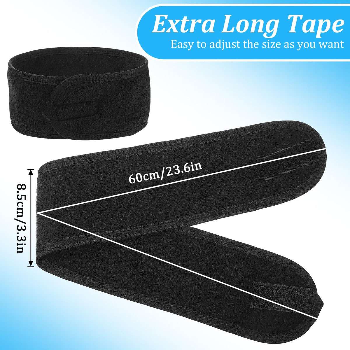 Lemecima 30 Pack Black Spa Headband Bulk Adjustable Facial - Lemecima Official Imagery - 3