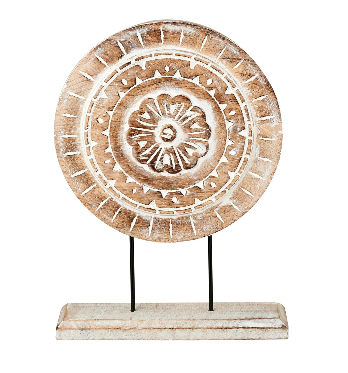 Farmhouse Table Sculpture Home Decor Statue Mandala Carved - Eximious India Official Imagery - 1