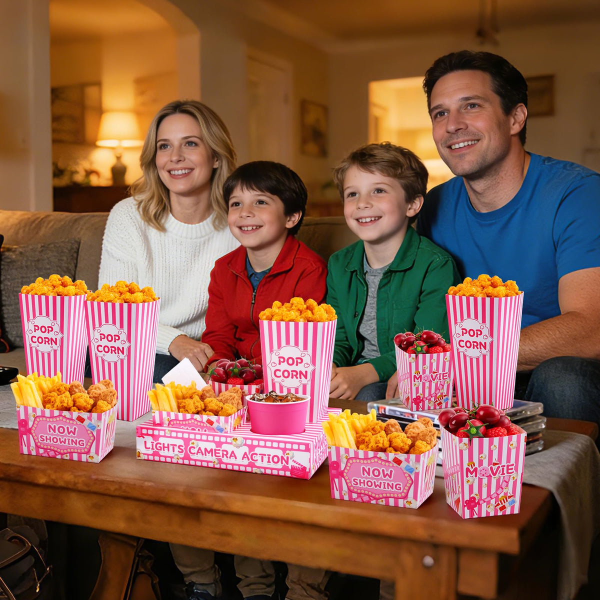 48 Pcs Pink Movie Night Party Supplies Snack Popcorn Trays - ARQRHTLY Official Imagery - 7