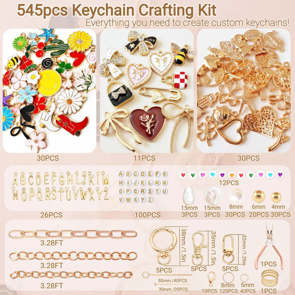 NewOasis 545Pcs Keychain Making Kit Jewelry Making Supplies - NewOasis Official Imagery - 3