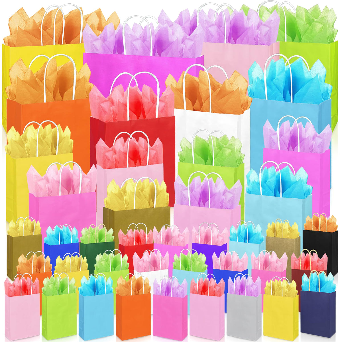 104 PCS Gift Bags with Handles Set 52 Bags 4 Sizes and 52 - KEEPARTY Official Imagery - 8