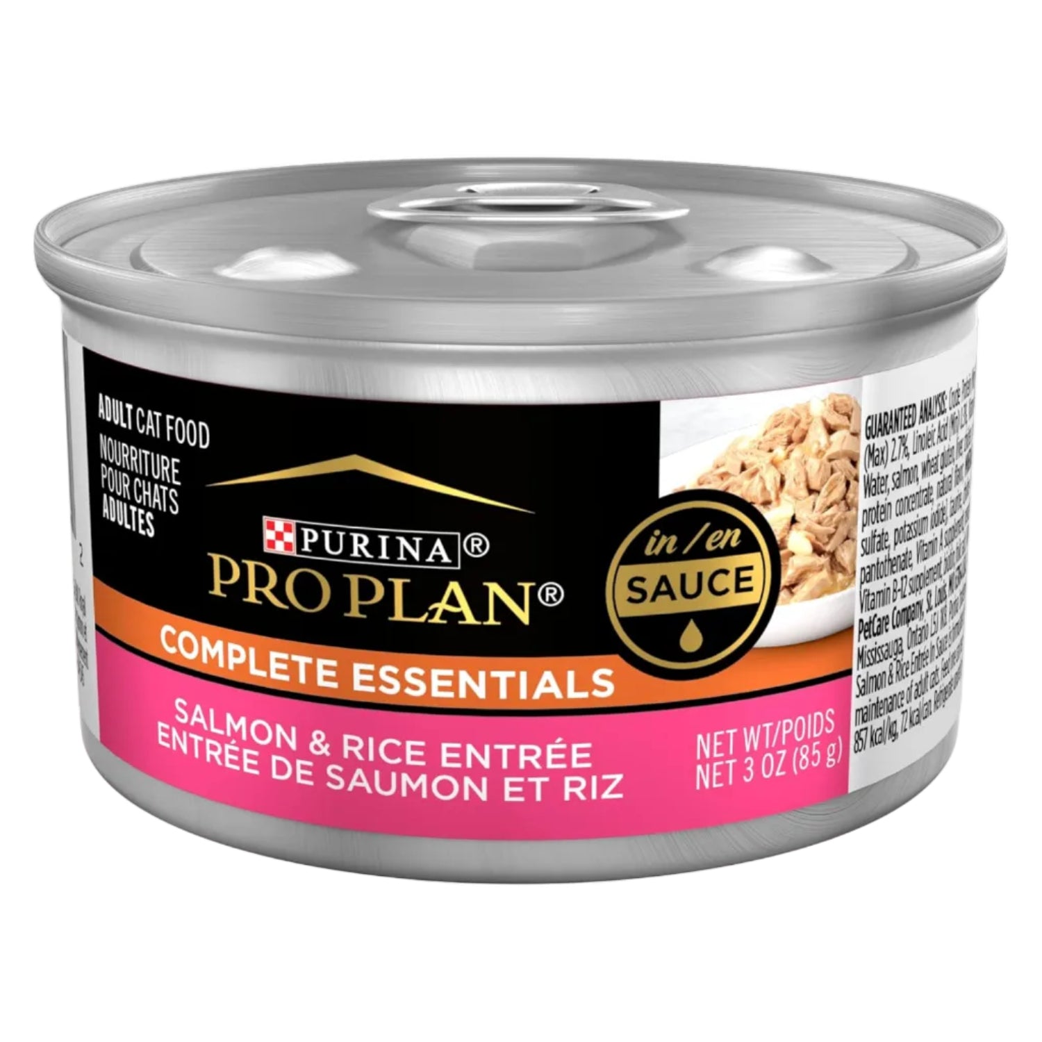 Elefair Purina Pro Plan high protein salmon pate wet cat food in gravy, complete and nutritious for cats.