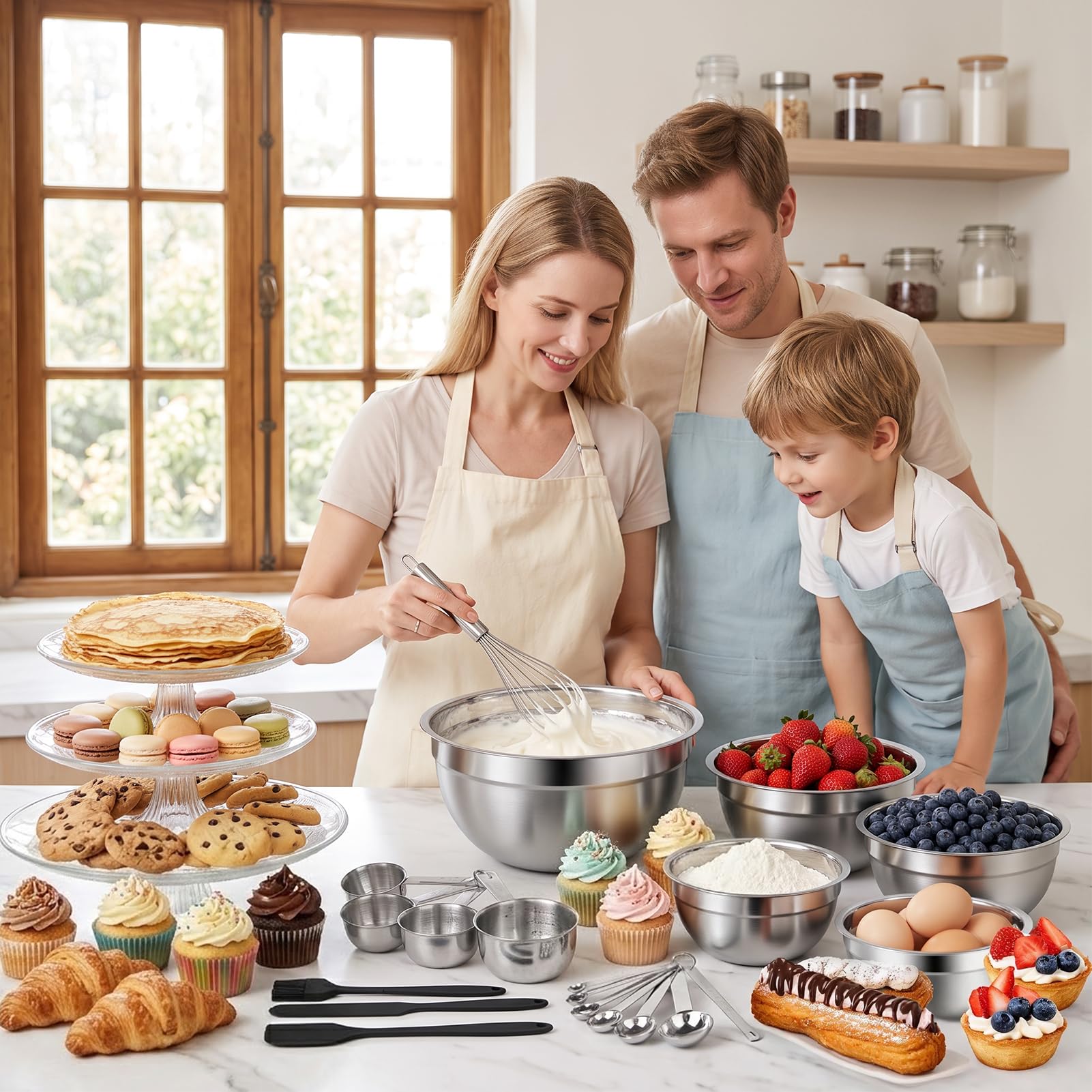 WEPSEN Mixing Bowls Set, 25PCS Stainless Steel Mixing Bowl with Lid Set, Large N - WEPSEN Official Product View 2