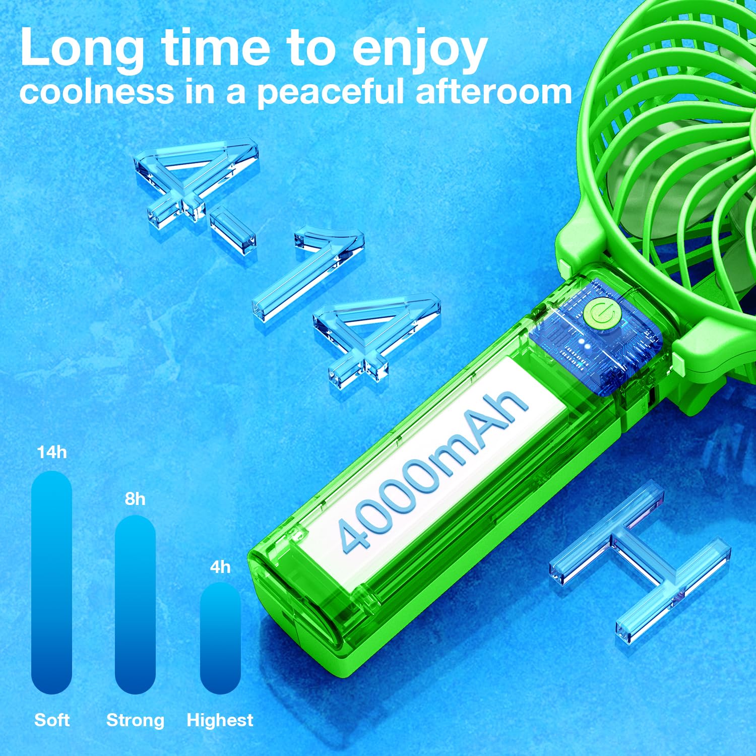 VersionTECH. Portable Handheld Fan, Powerful+Durable+4000mAh+180° - VersionTECH. Official Product View 4