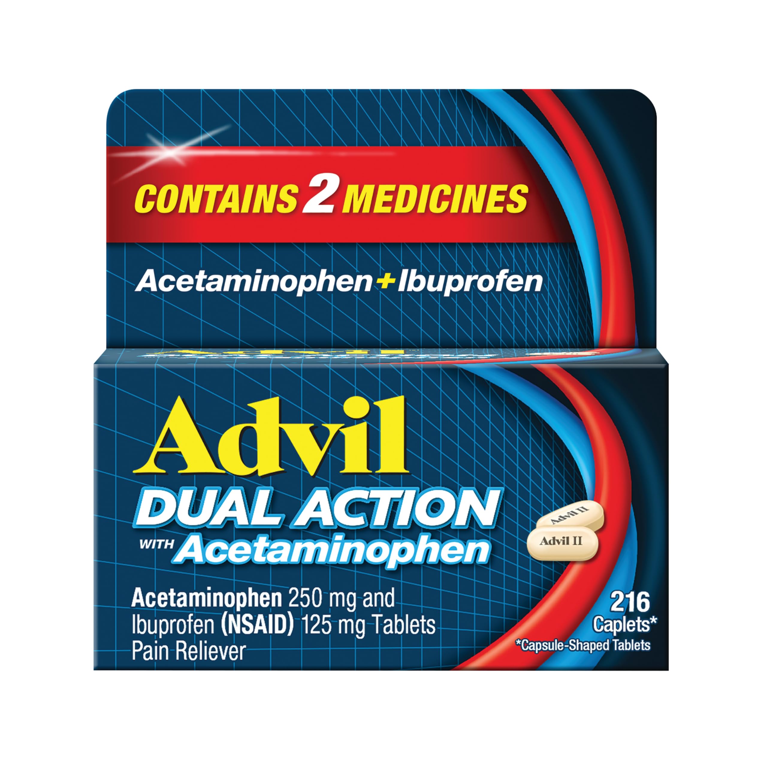 Advil Dual Action, Ibuprofen 125mg, Pain Relief, 216 Caplets