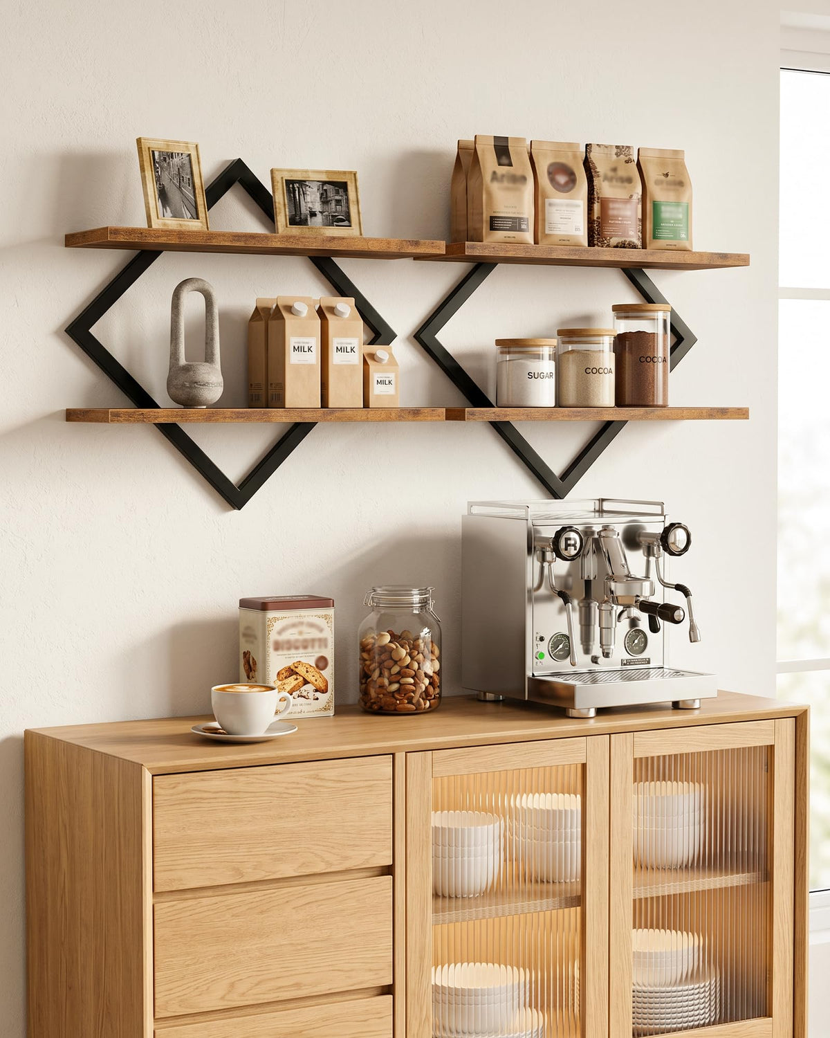 Floating Shelves Set of 2 Wall Shelves 2 Tier Hanging - CHOEZON Official Imagery - 4