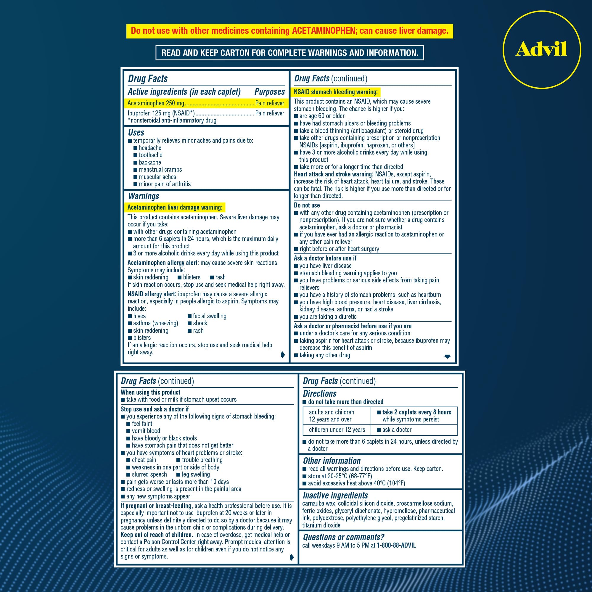 Advil Dual Action, Ibuprofen 125mg, Pain Relief, 216 Caplets