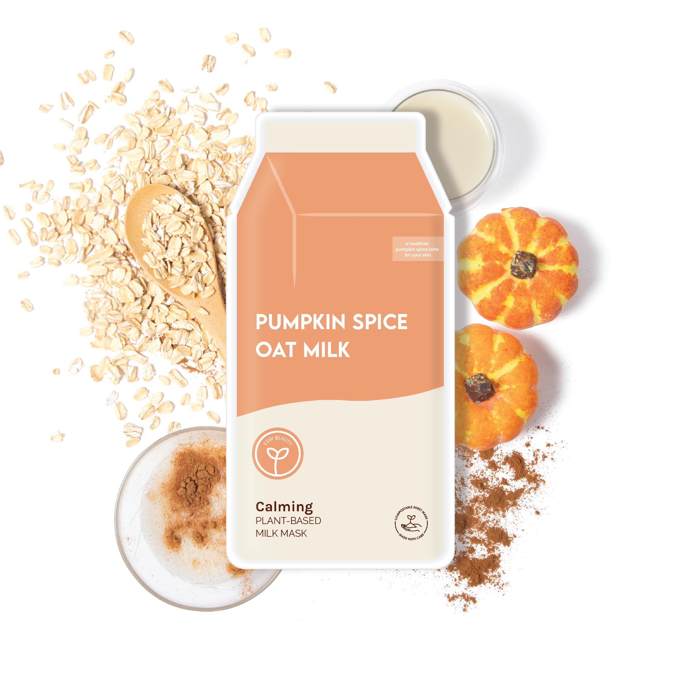 ESW Beauty Pumpkin Spice Oat Milk Face Mask, Korean Skin Care, 1 - ESW Beauty