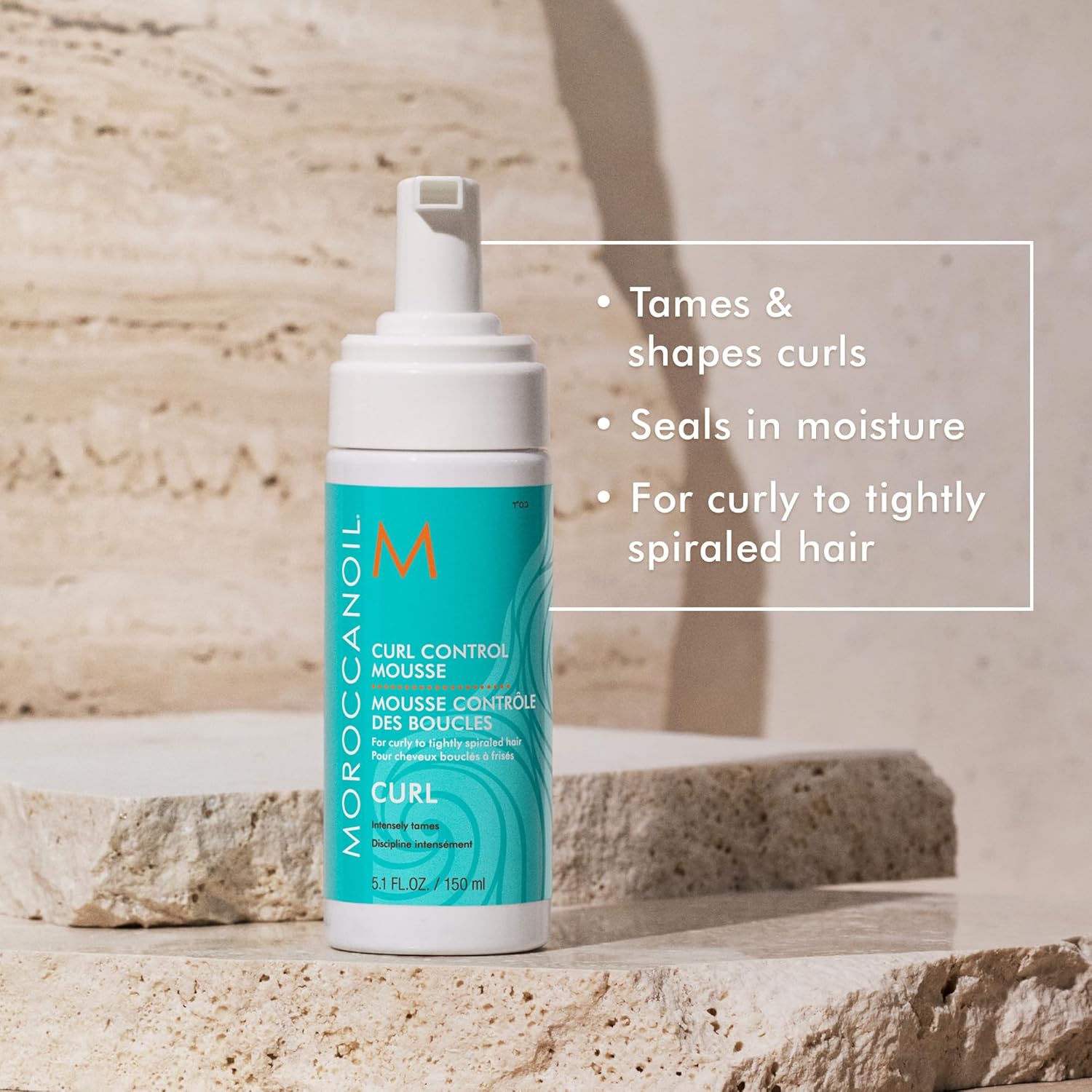 Elefair Moroccanoil Curl Control Mousse in a 5.1 fl oz bottle, designed to define and hold natural curly hairstyles.