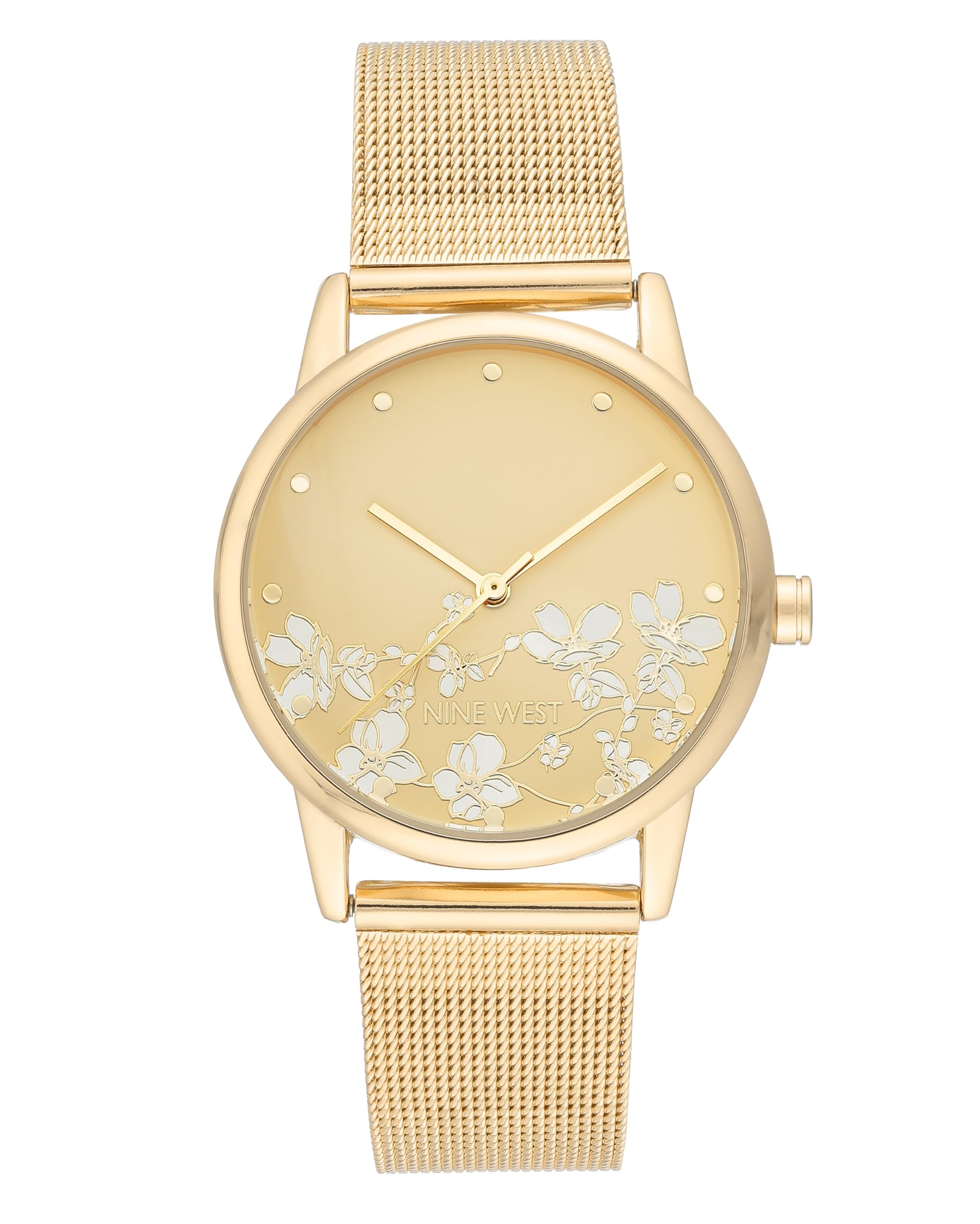 Nine West Women's Floral Dial Mesh Bracelet Watch - View 1