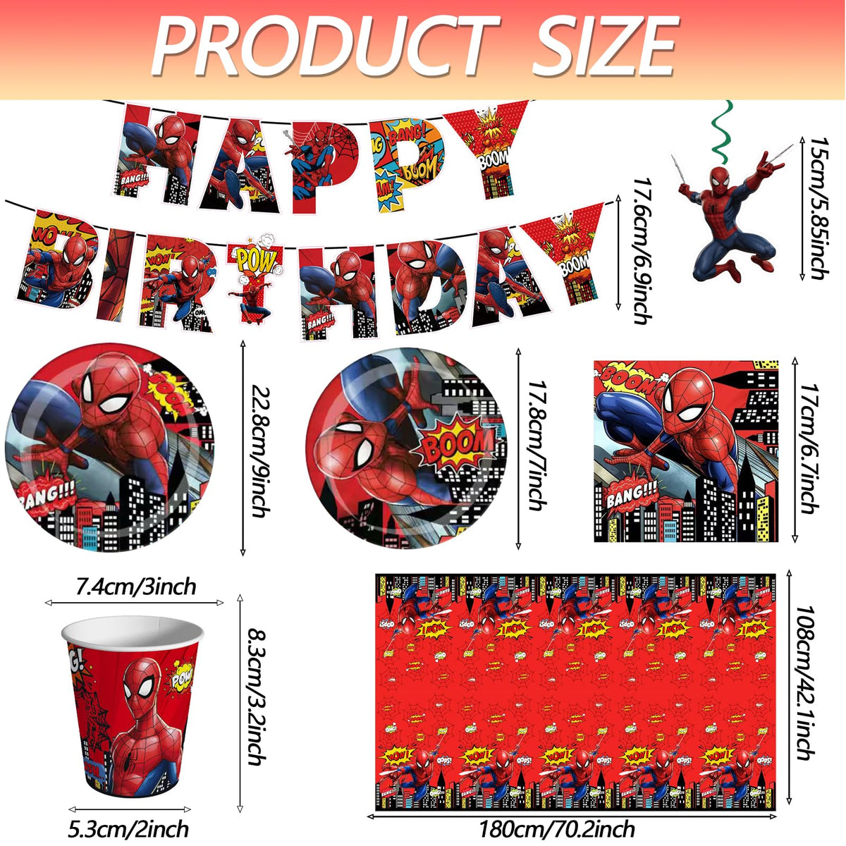 118 Pcs Spider Birthday Party Supplies Set Spider Theme - IKTMGFS Official Imagery - 3
