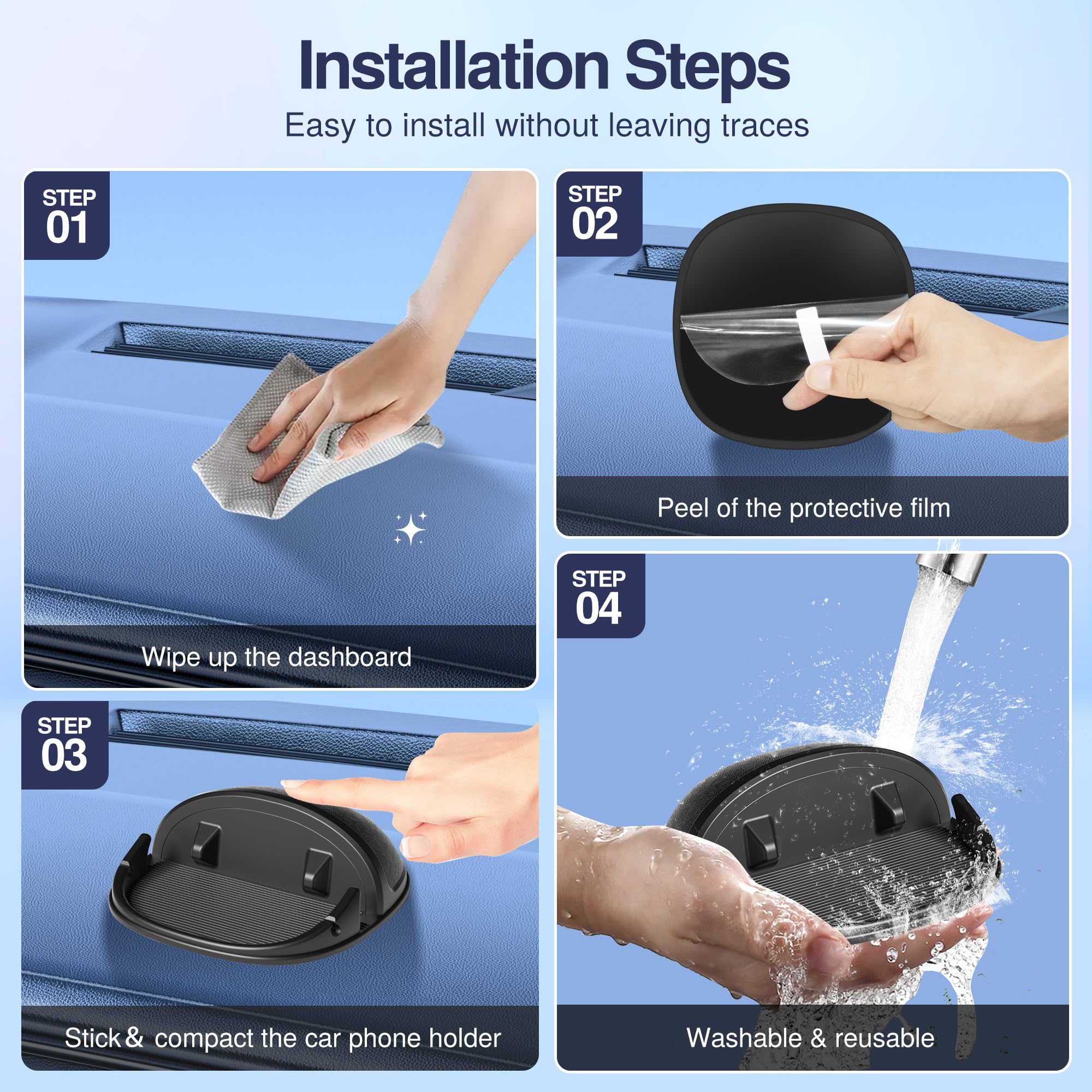 Loncaster Car Phone Holder, Car Phone Mount Silicone Car Pad Mat - Loncaster Official Product View 6