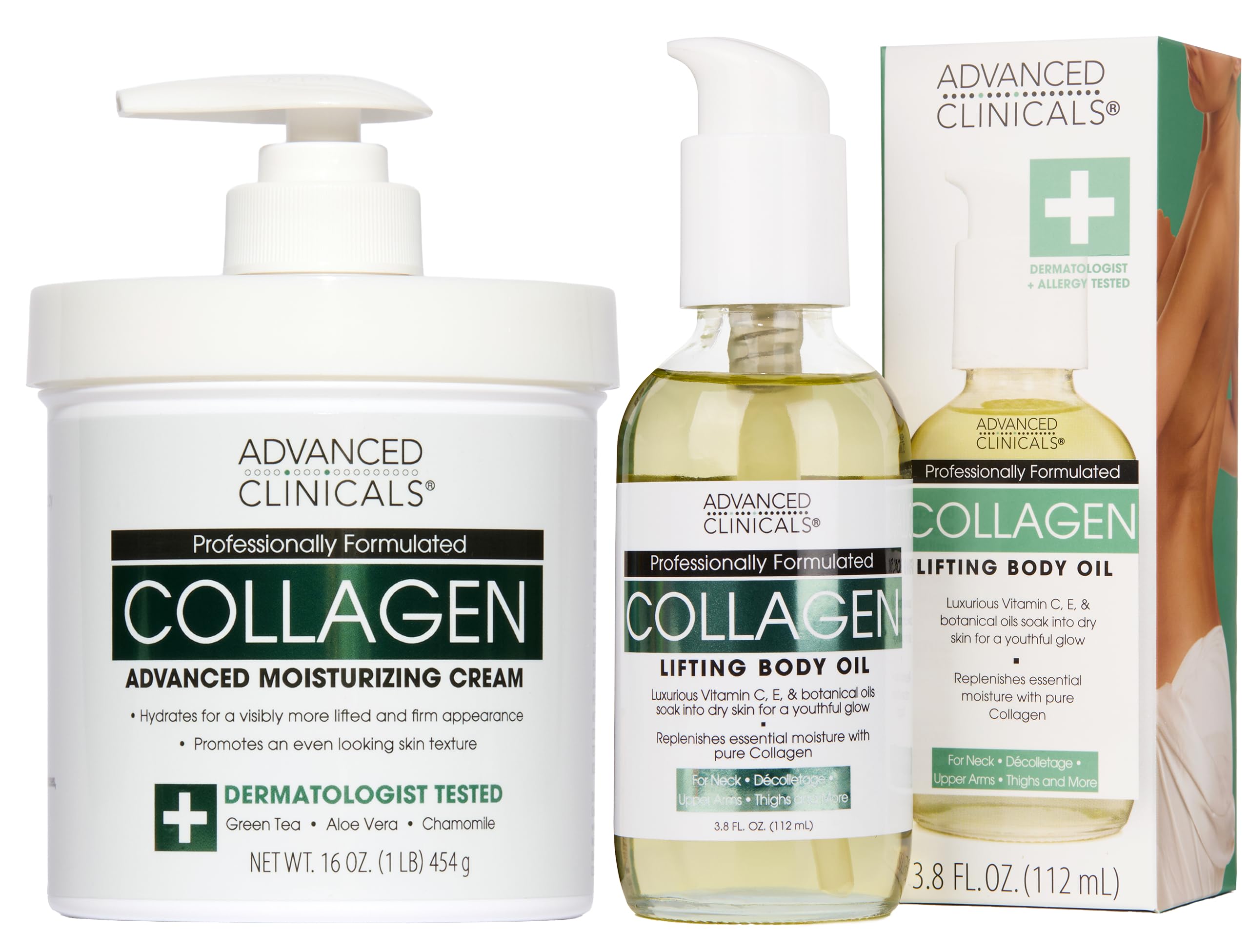 Advanced Clinicals Collagen Body Oil Unscented Collagen - Advanced Clinicals Official Product Imagery - 1