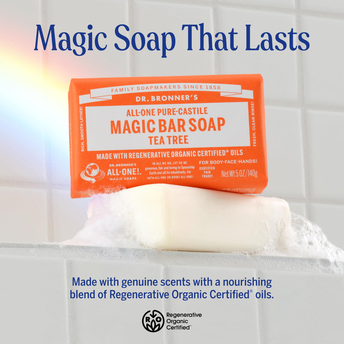 Dr Bronner s Pure Castile Bar Soap for Men Women 5 oz - Dr. Bronner's Official Imagery - 3