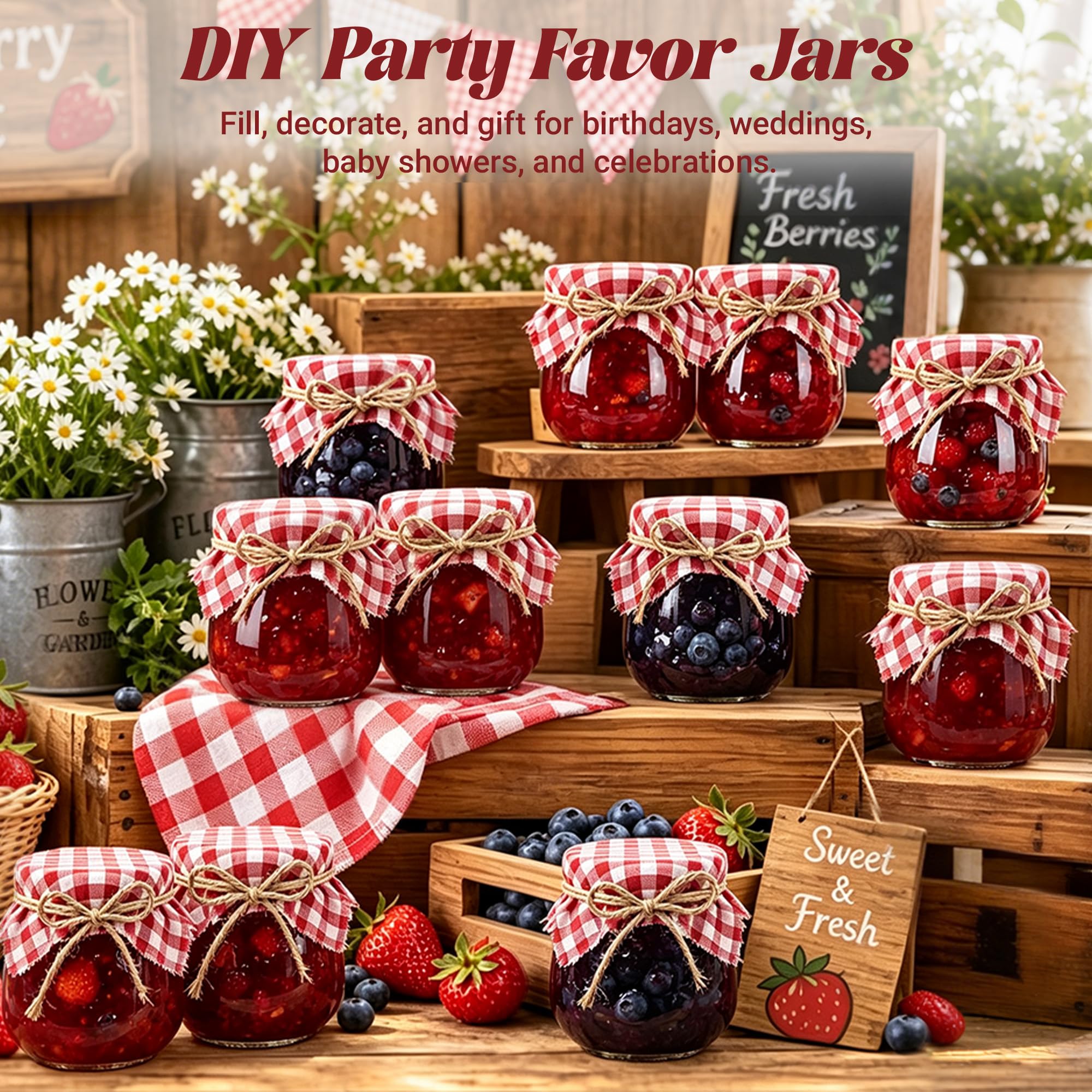 Set of 30 small glass jars with lids by ZHURUININ, perfect for yogurt, jam, or storing small food items, shown with lids on.