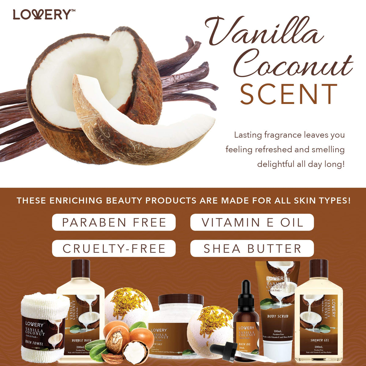 Gifts For Women Gift Basket for Women 9 Piece Set of Vanilla - LOVERY Official Imagery - 5