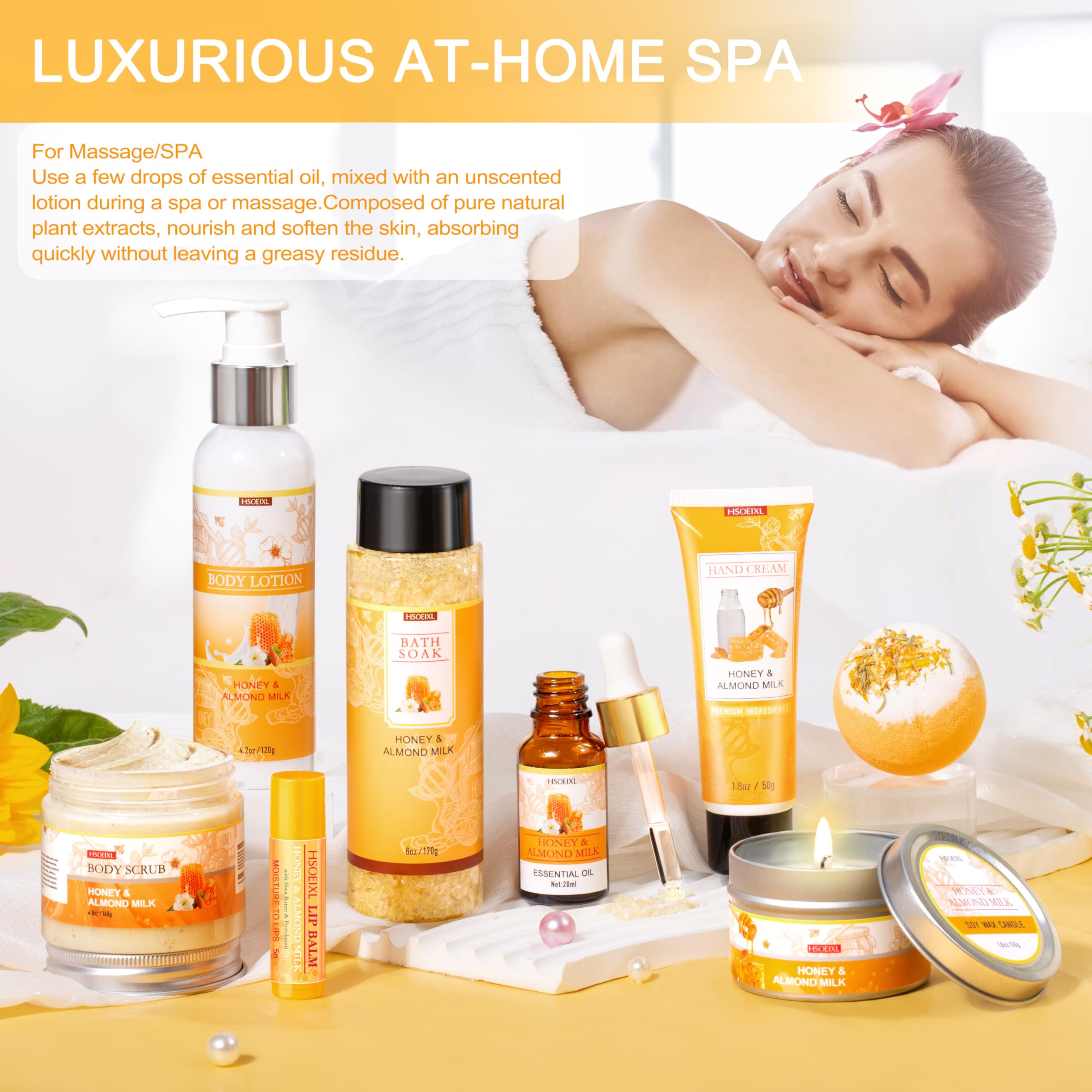 Birthday Gifts for Women 9PCS Almond Milk Honey Bath and - HSOEIXL Official Imagery - 7