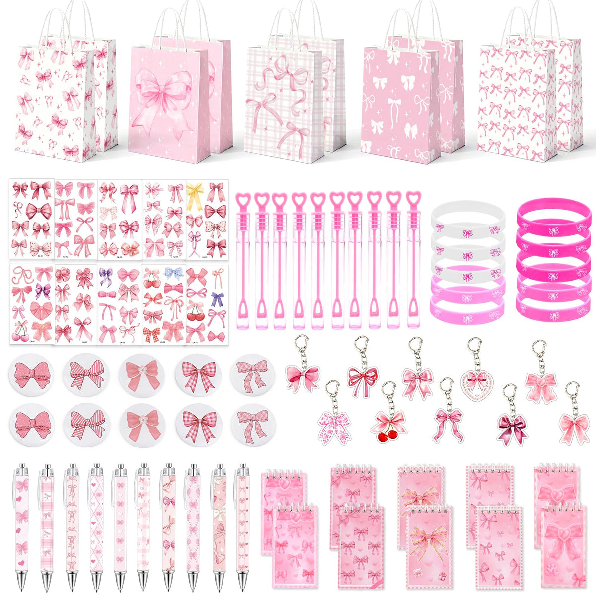 Pink Bow Party Favors for Girls 80pcs Coquette Bow Goodie - Perpetily Official Imagery - 1