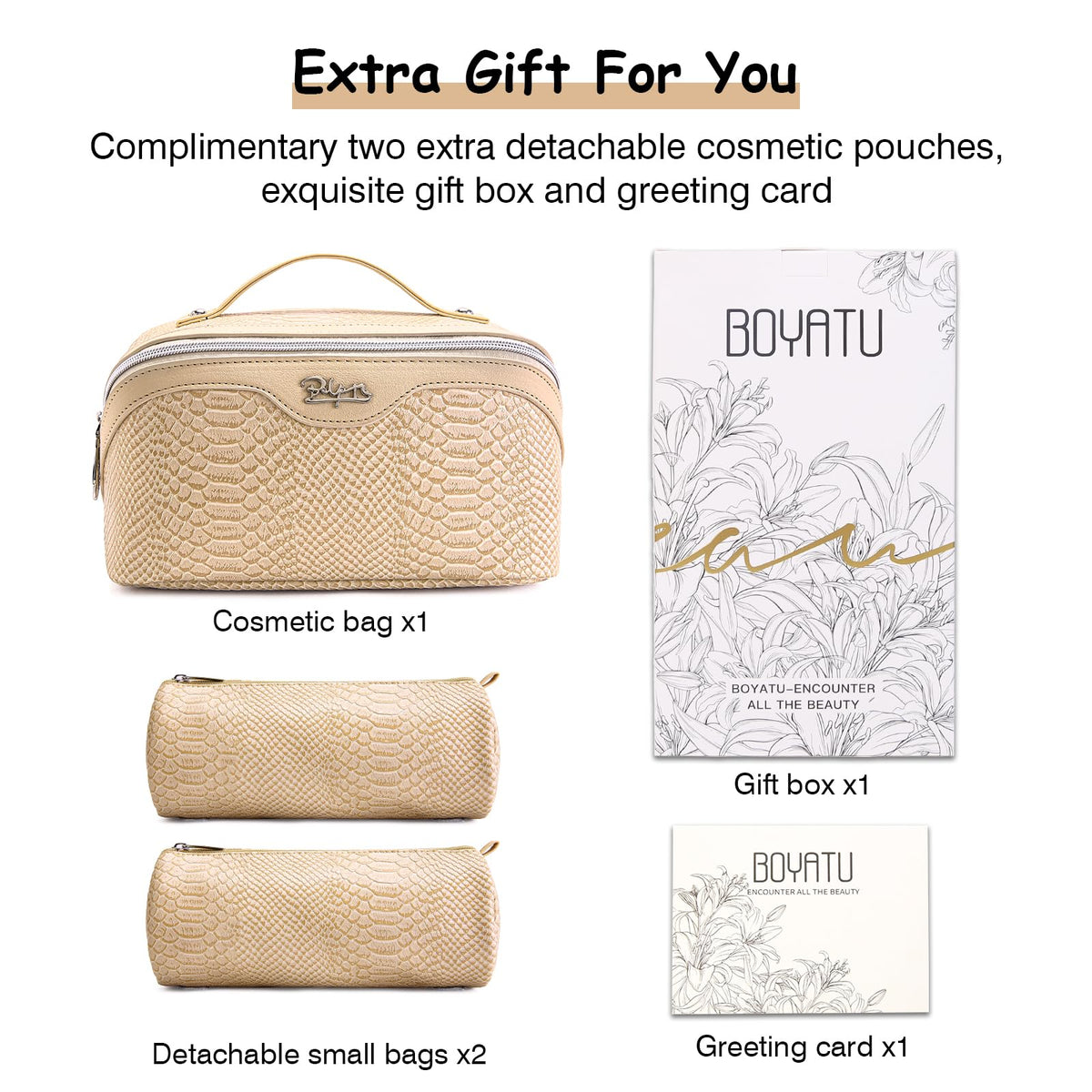 BOYATU Travel Makeup Bags for Women 3 Pcs Set Wide Open - BOYATU Official Imagery - 7
