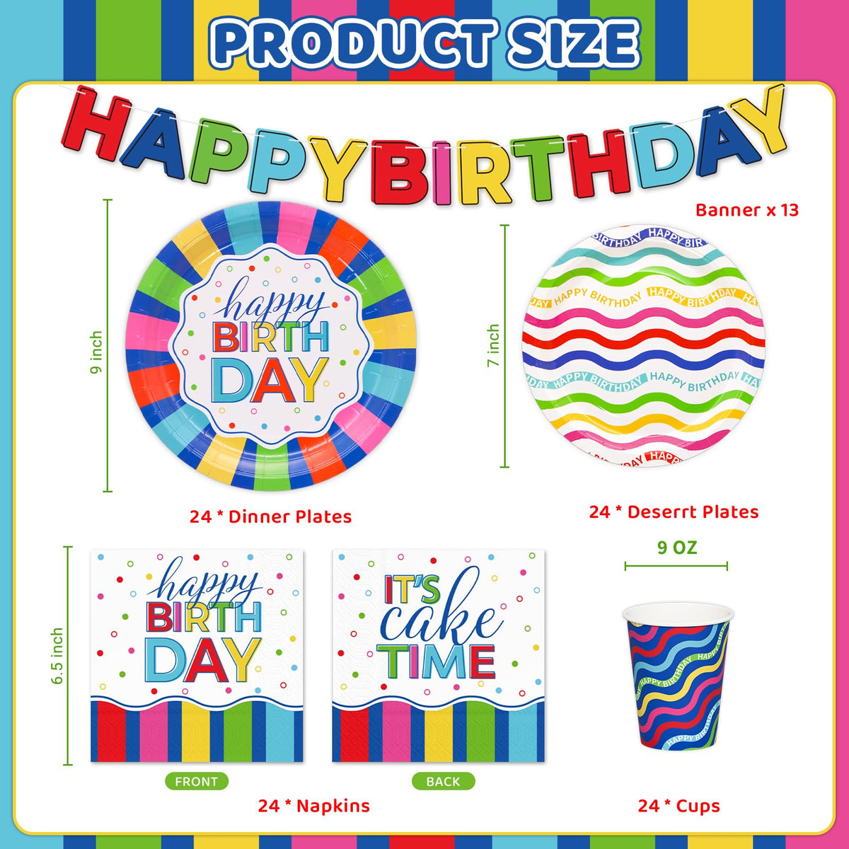 Happy Birthday Party Supplies Colorful Waves Birthday - DYLIVeS Official Imagery - 3