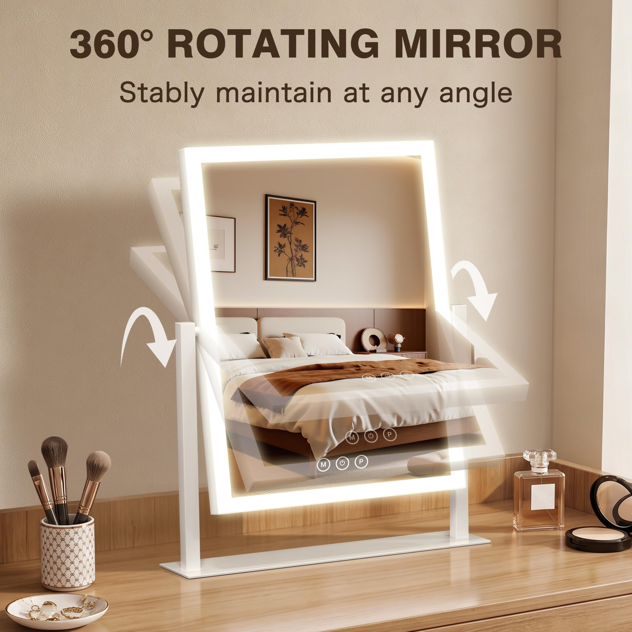 Acoolda Vanity Mirror with Lights,16.9"x 14" Lighted Makeup Mirro - Acoolda Official Product View 6
